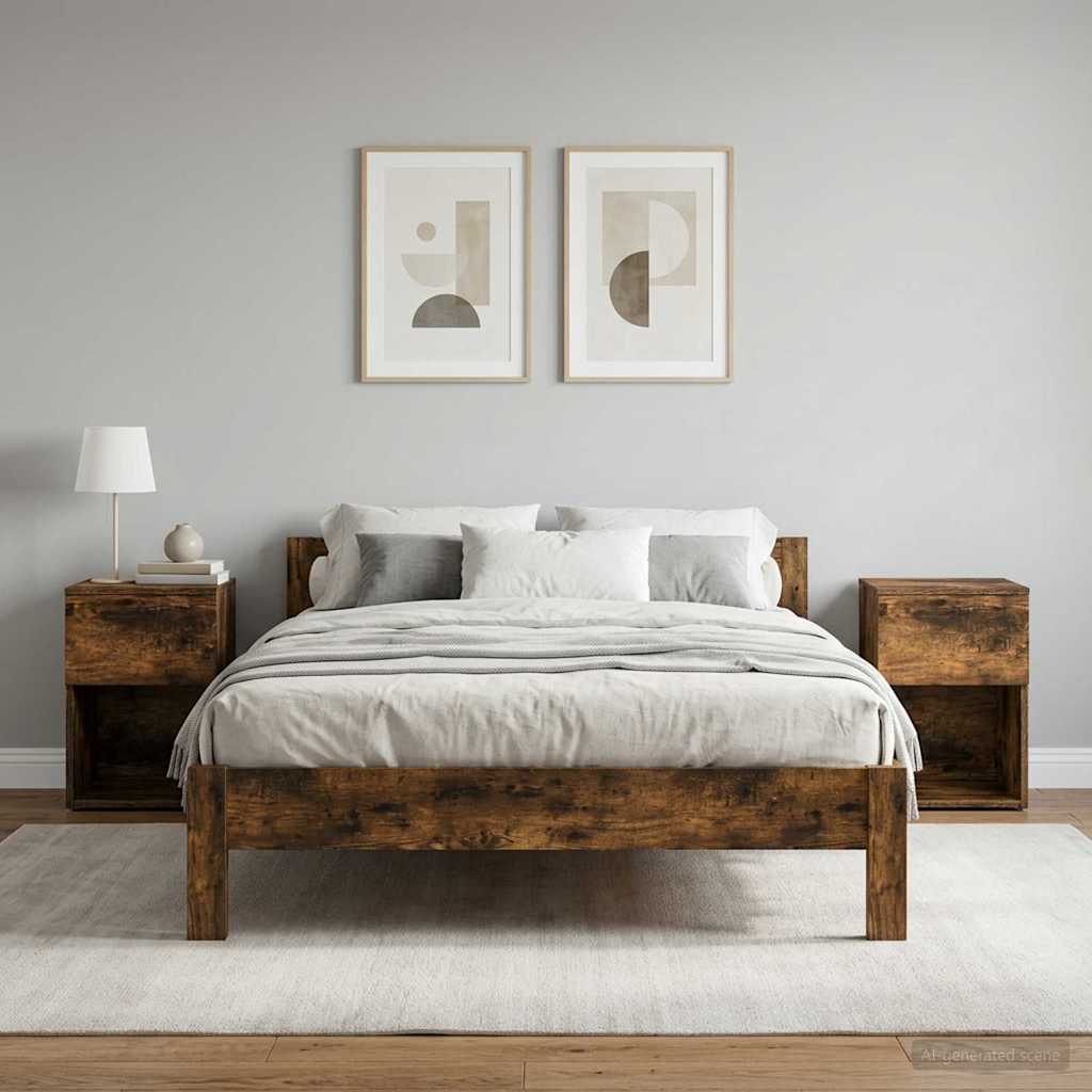 Bettschrank 2 Stk. Räuchereiche 29 x 31,5 x 49 cm Holzwerkstoff