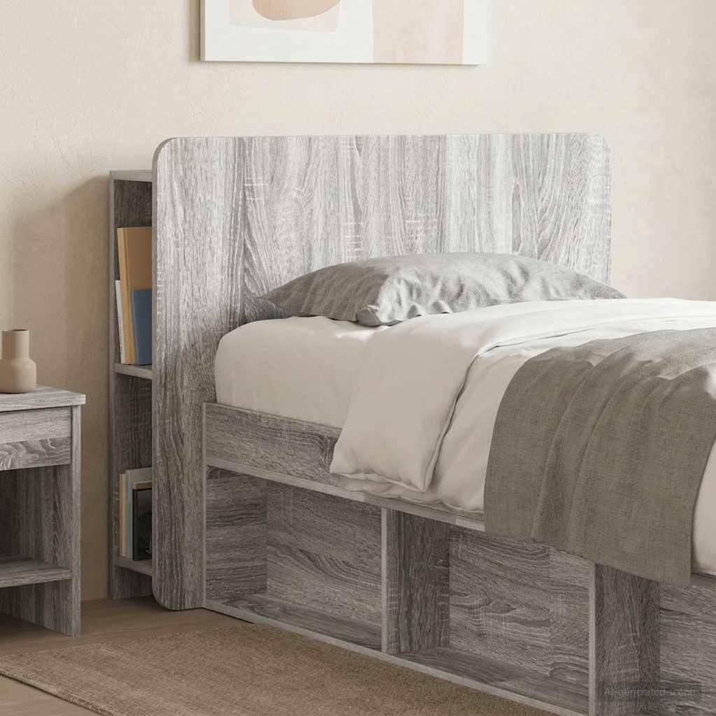 Kopfteil Schrank mit Speicher Graues Sonoma Holzwerkstoff