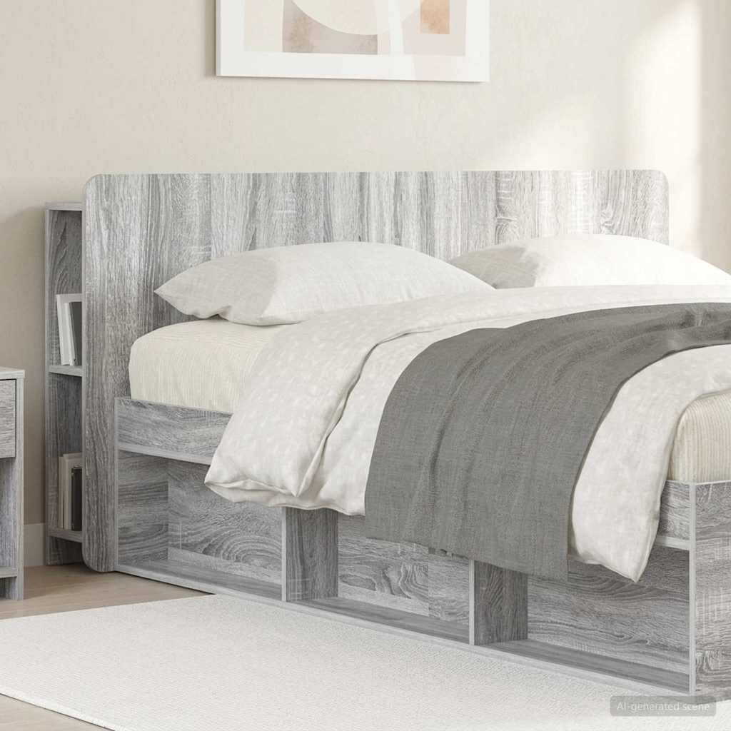 Kopfteil Schrank mit Speicher Graues Sonoma Holzwerkstoff