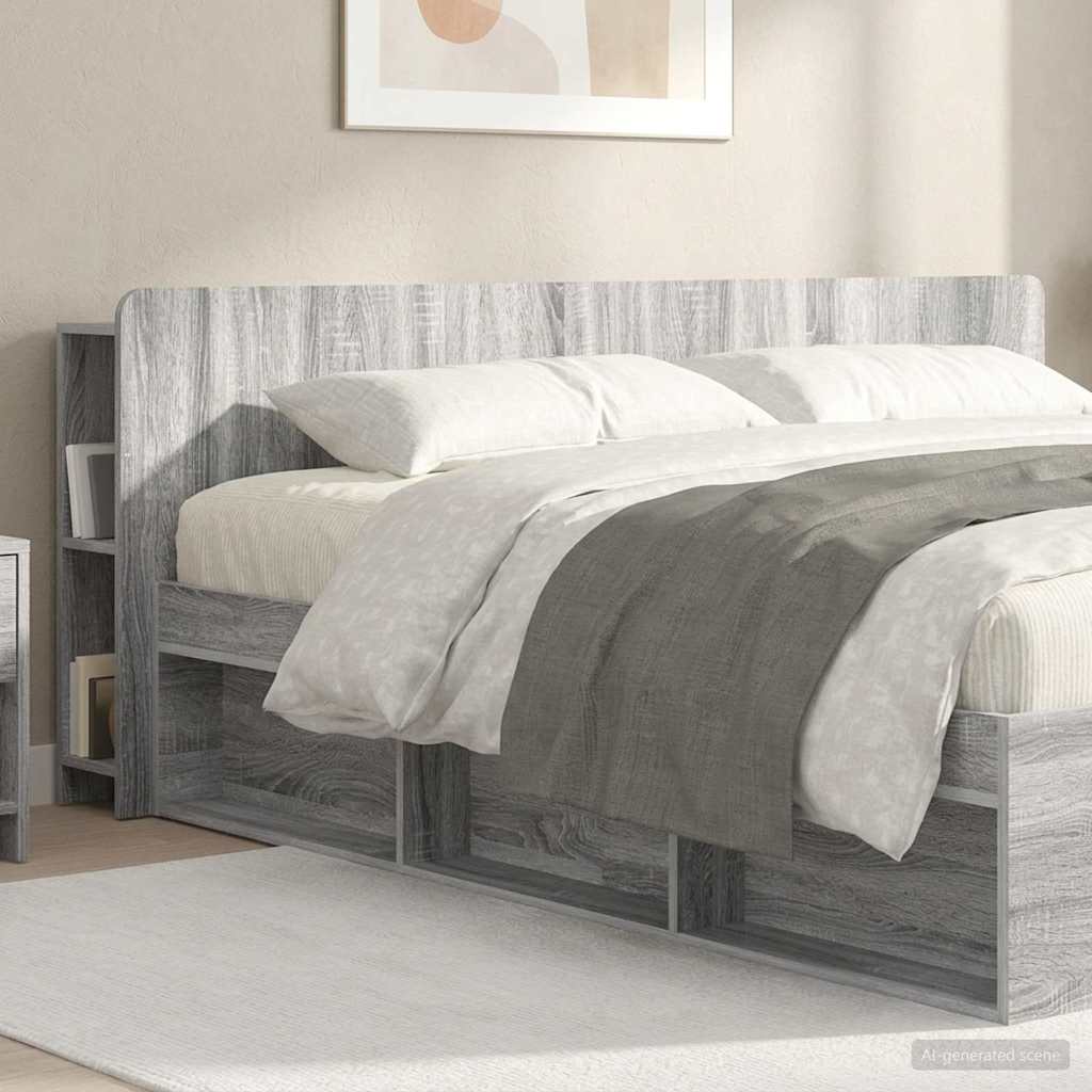 Kopfteil Schrank mit Speicher Graues Sonoma Holzwerkstoff
