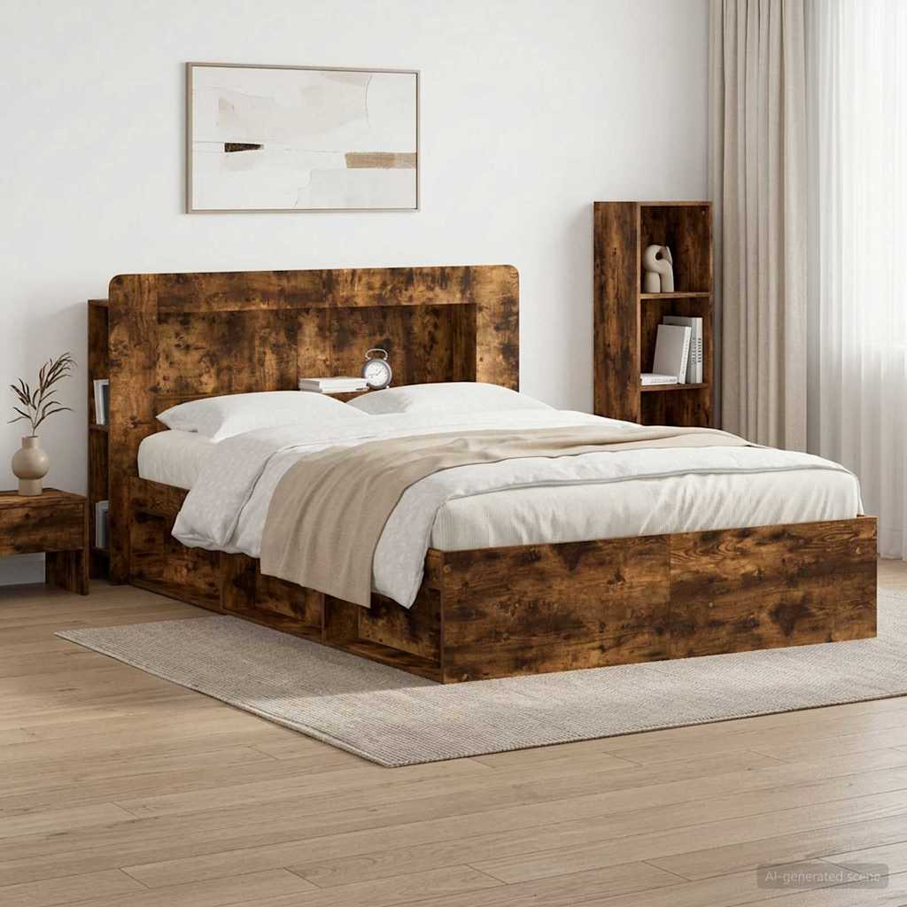 Kopfteil Schrank mit Speicher Geräucherte Eiche Holzwerkstoff