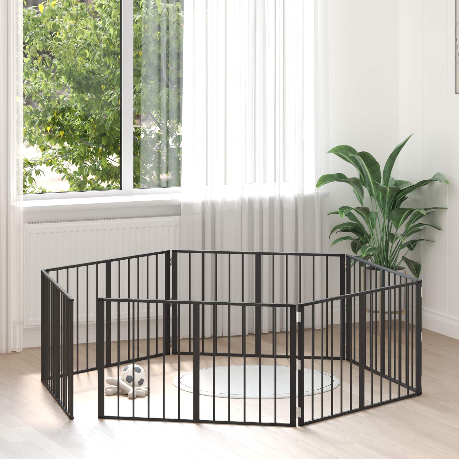 Hundetor 6 stk. Schwarz 100 x 60 cm Verzinkter Stahl