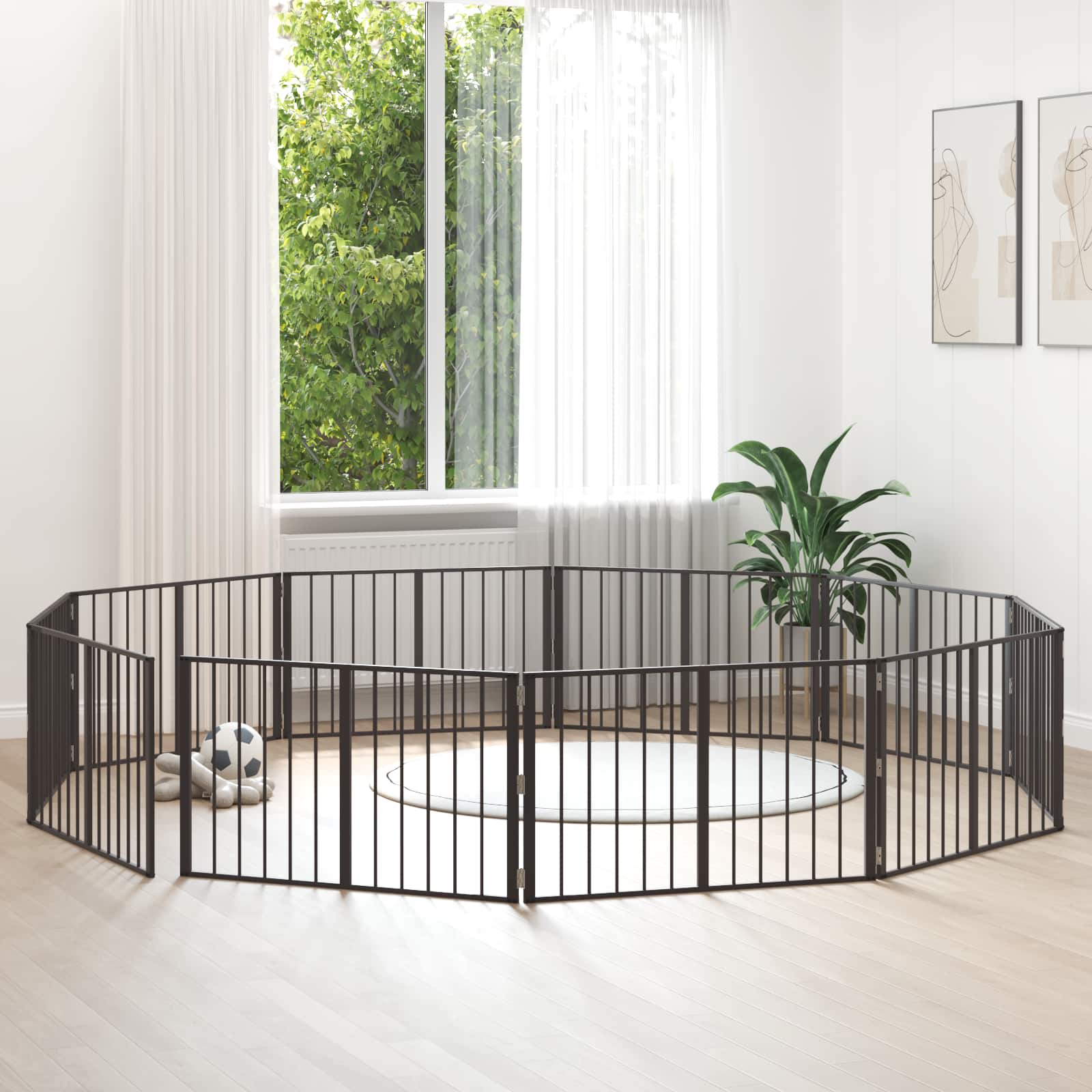 Hundetor 10 stk. Schwarz 100 x 60 cm Verzinkter Stahl