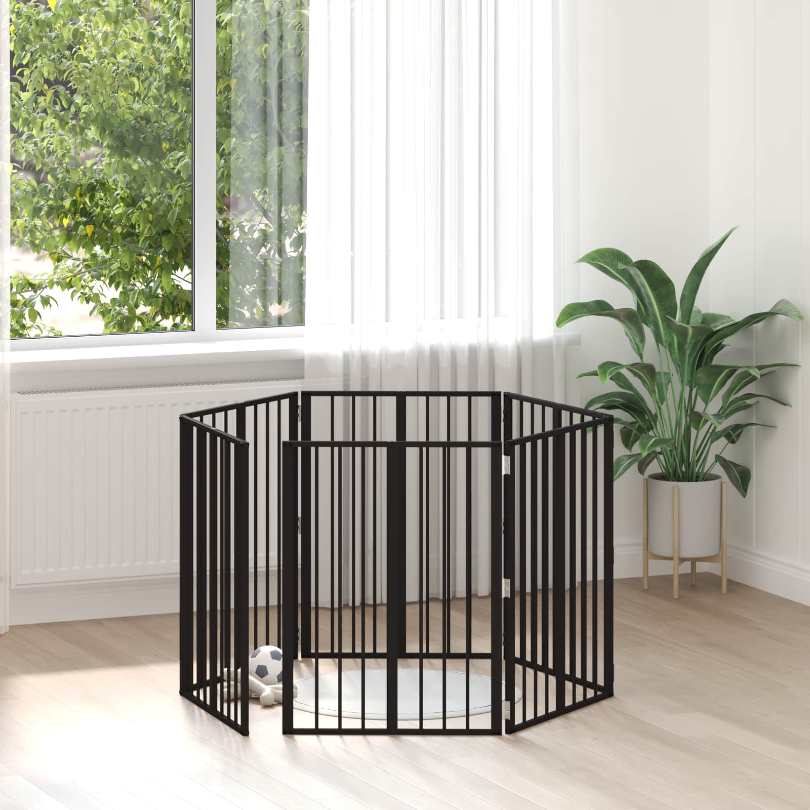 Hundetor 6 stk. Schwarz 60 x 80 cm Verzinkter Stahl