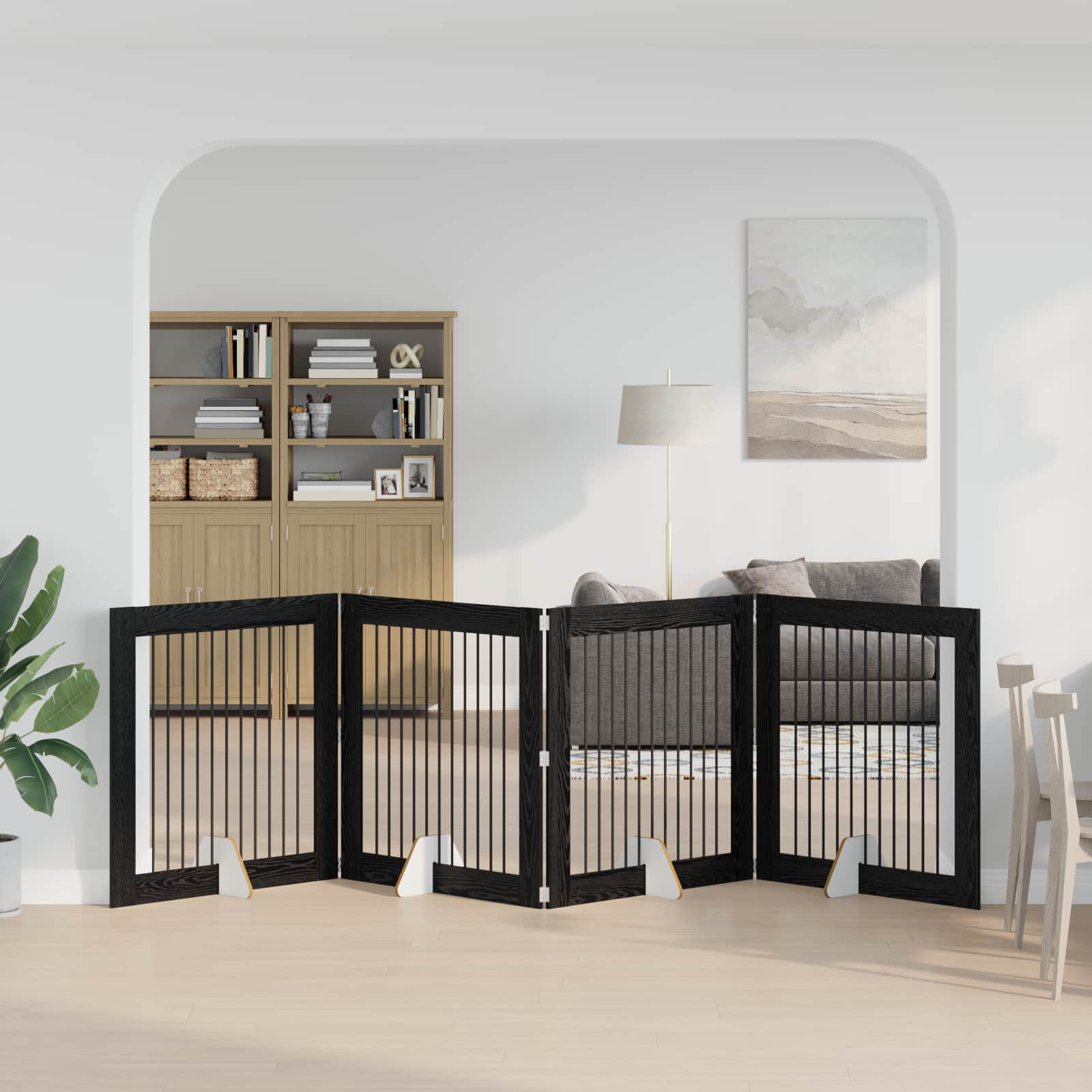 Klappbares Hundetor mit Ständern 4 stk. Schwarz Eichen-Optik