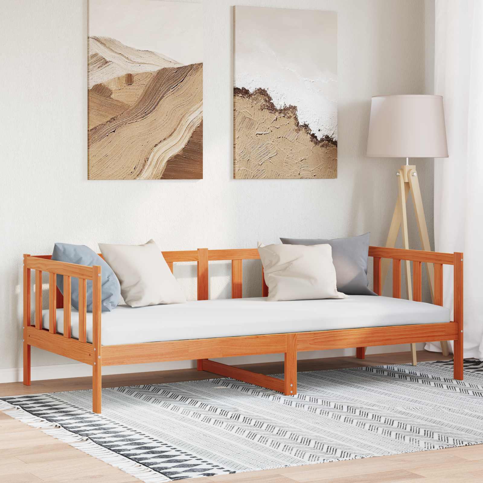 Bettrahmen Wachsbraun 90 x 190 cm Massives Kiefernholz