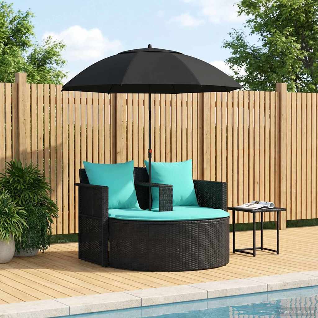 Garten-Sofa 8 stk. Poly-Rattan Schwarz und Türkis