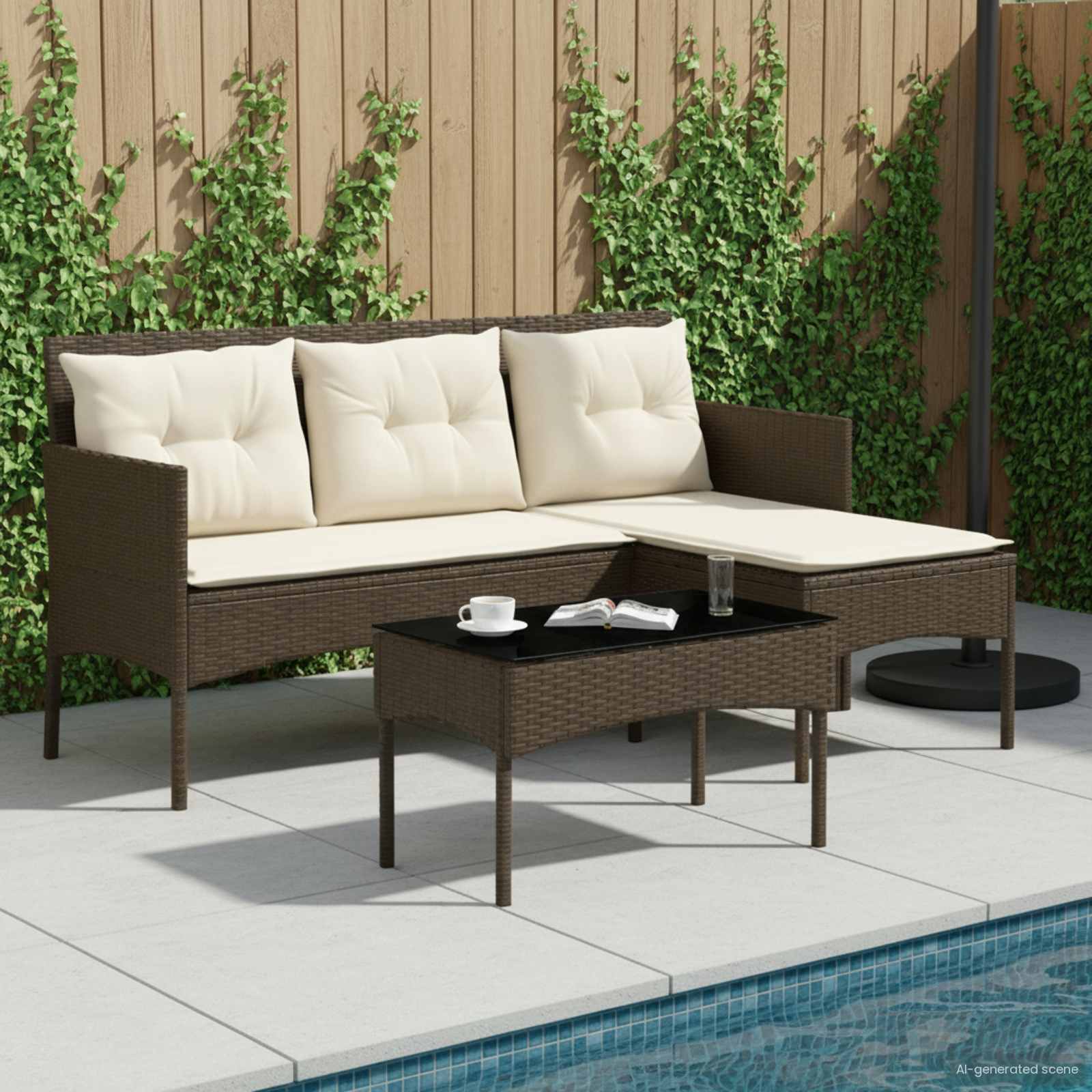 Gartensofa-set 2 stk. Poly-Rattan