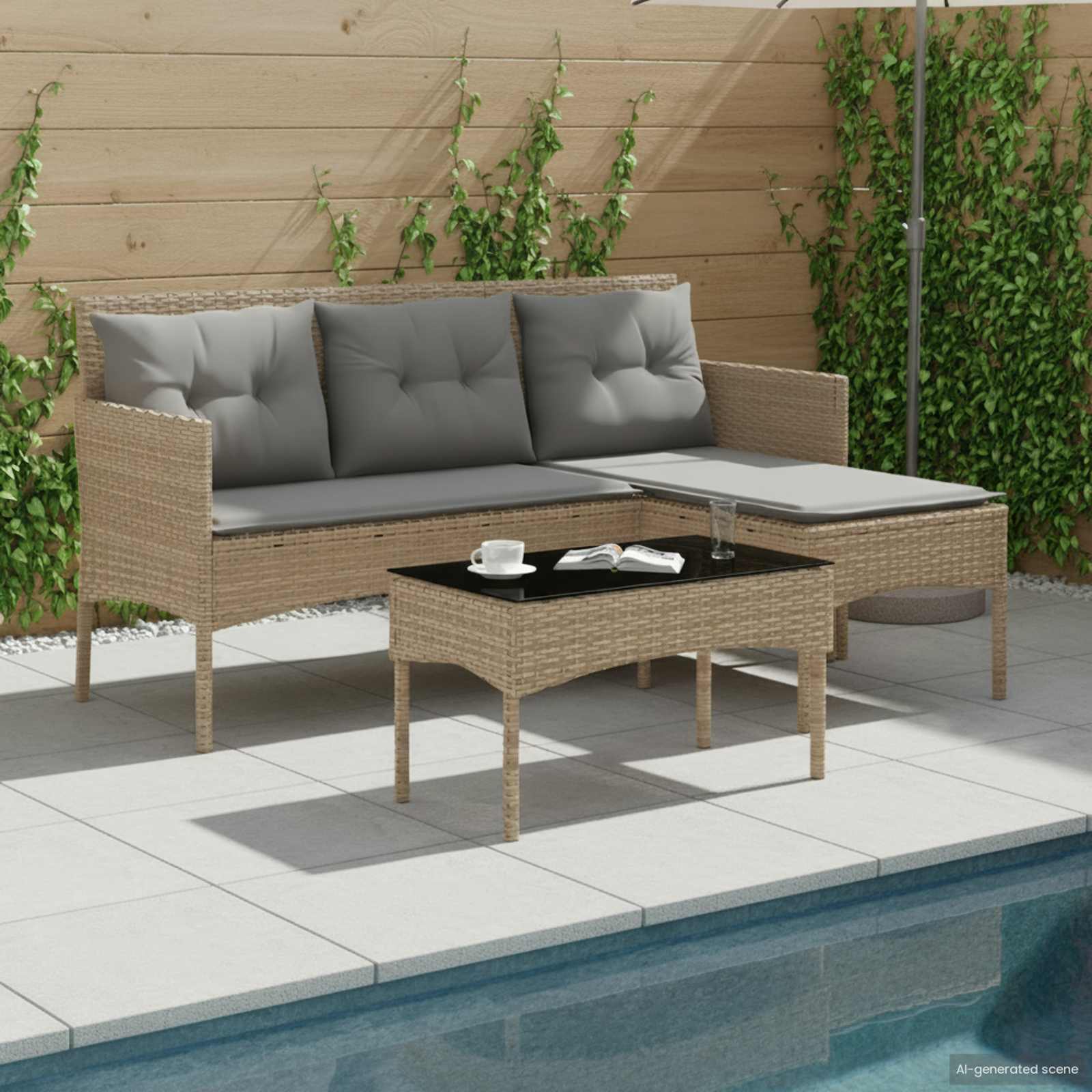 Gartensofa-set 2 stk. Poly-Rattan