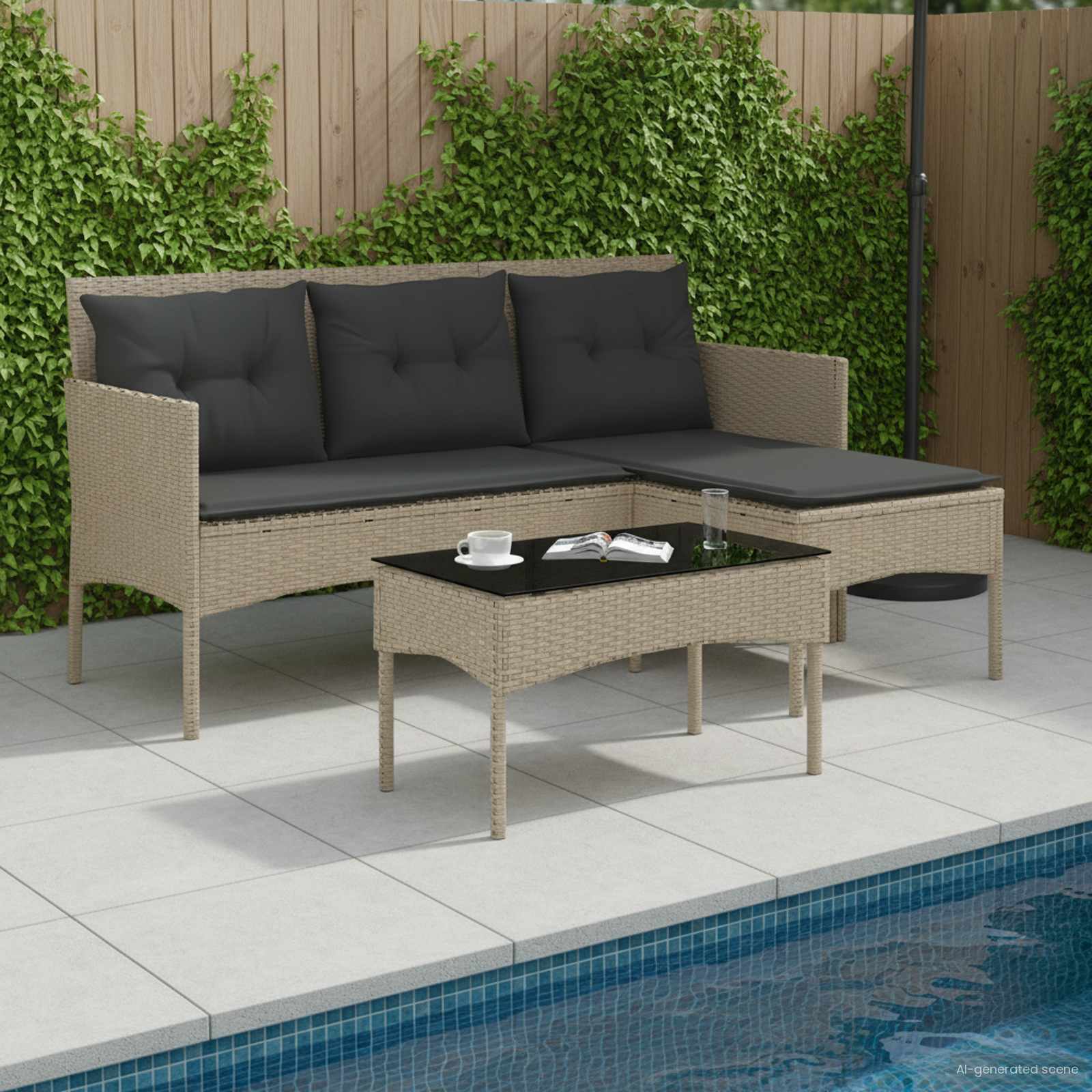 Gartensofa-set 2 stk. Poly-Rattan