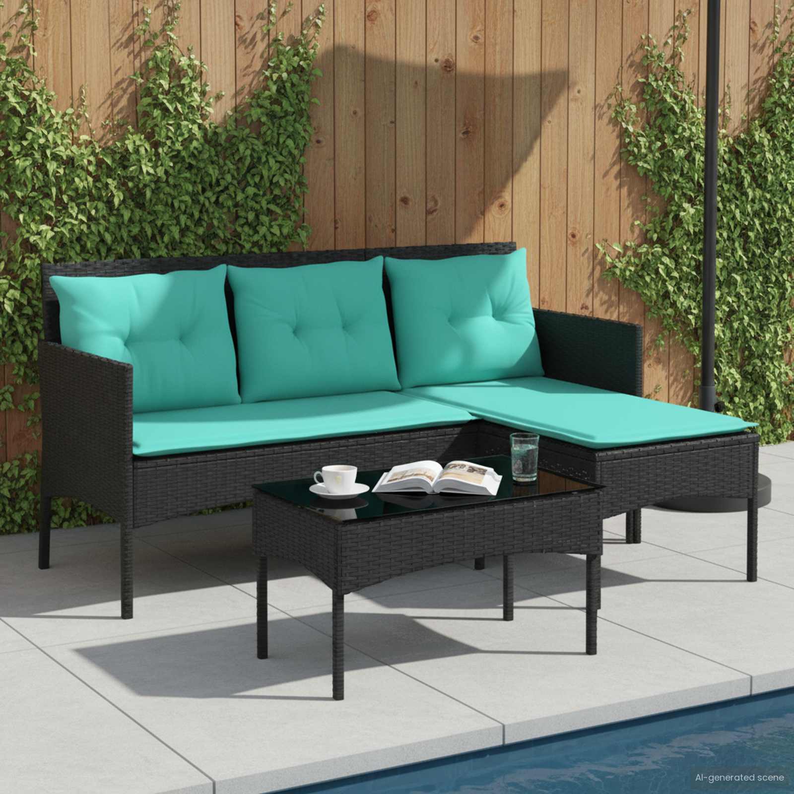 Gartensofa-set 2 stk. Poly-Rattan