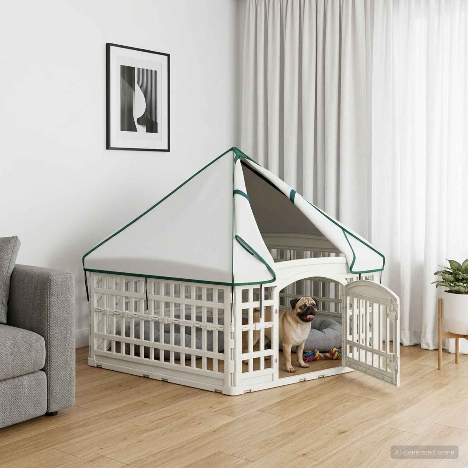 6-Panel-Hundespielplatz 177,5 x 154,5 x 112 cm Kunststoff Weiß