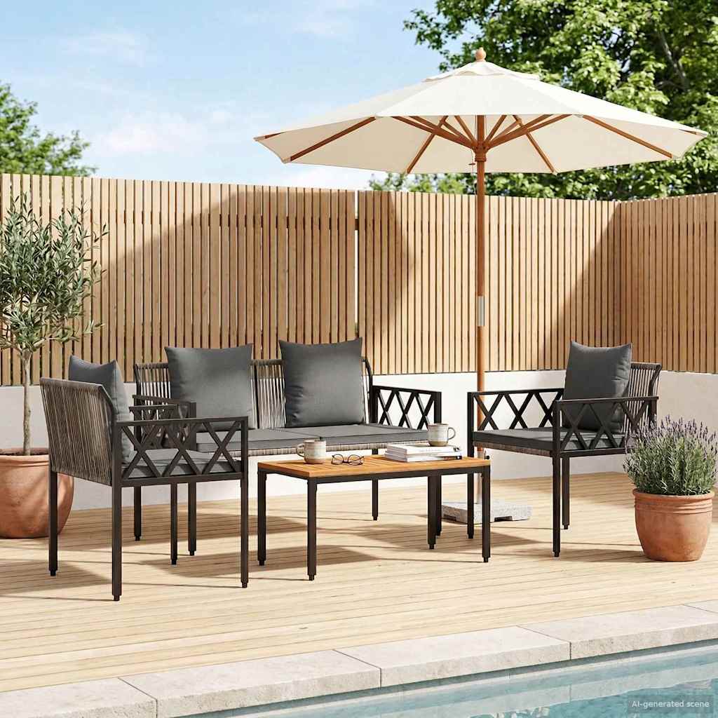 Gartenmöbel-Set 4 stk. Grau und Dunkelgrau Poly-Rattan