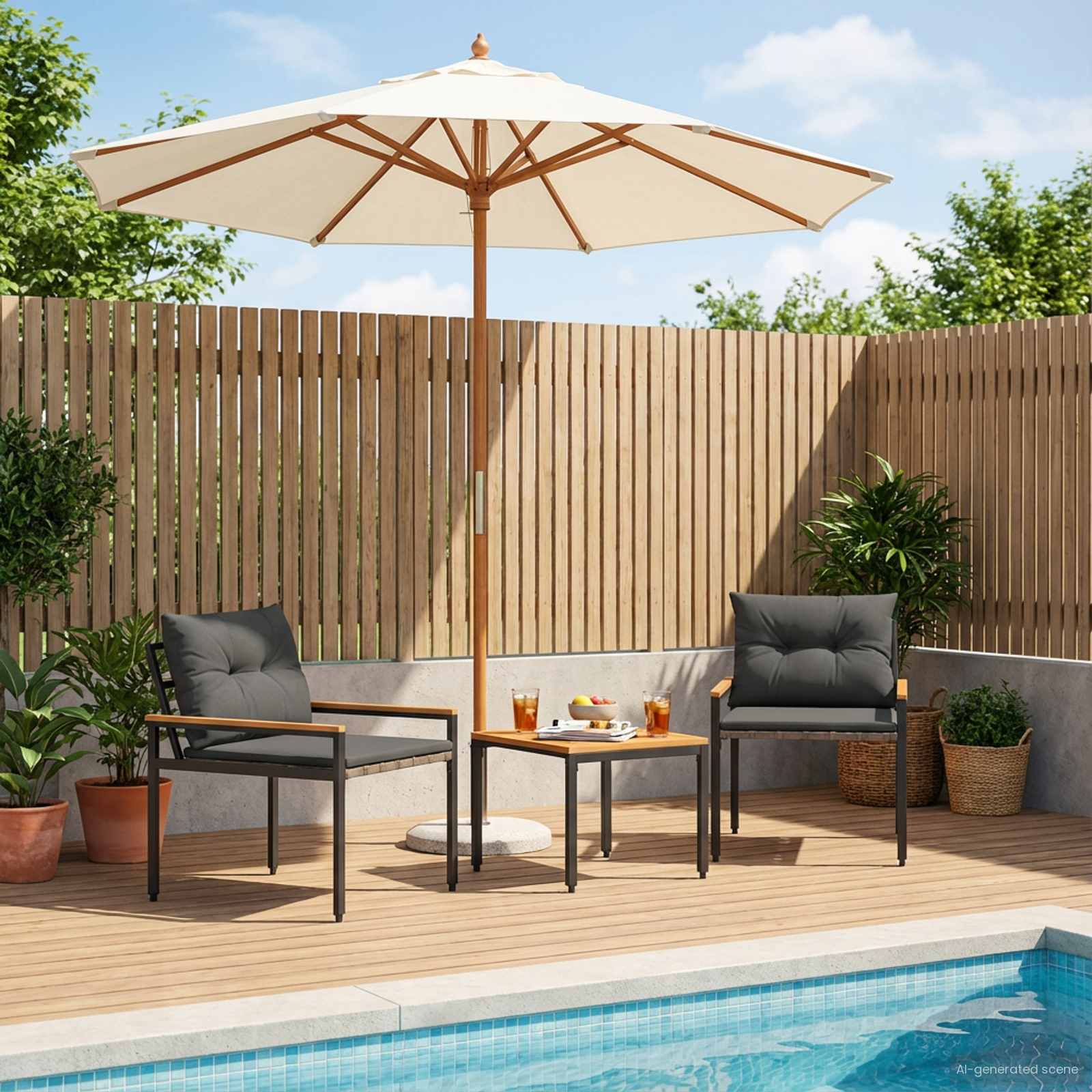 Gartenmöbel-Set 3 stk. Dunkelgrau Poly-Rattan