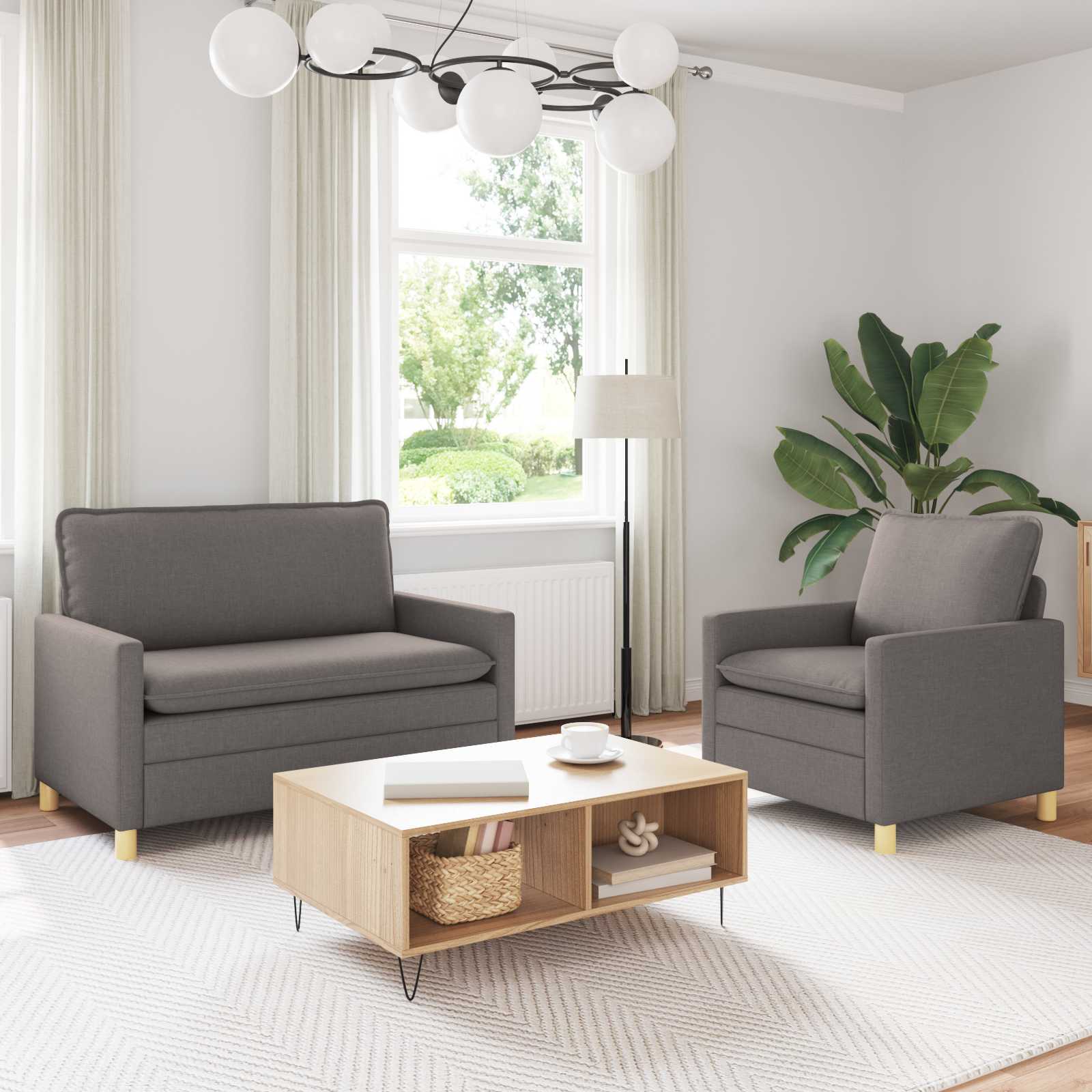 Sofa Set 2 stk. Taupe Stoff
