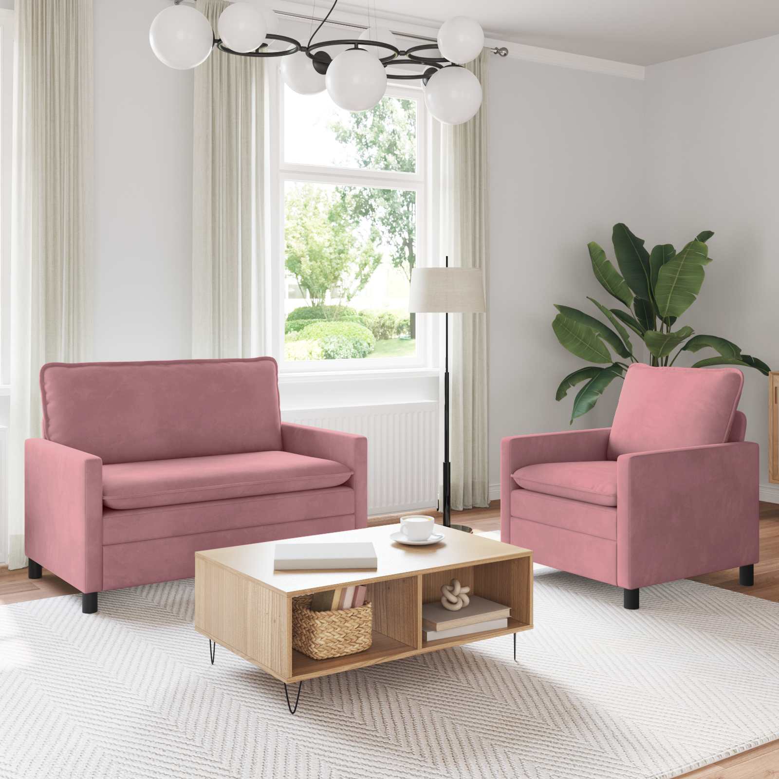 Sofa Set 2 stk. Rosa Samt
