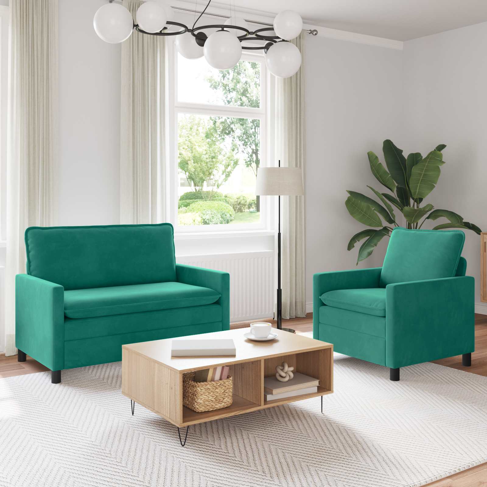 Sofa Set 2 stk. Türkis Samt