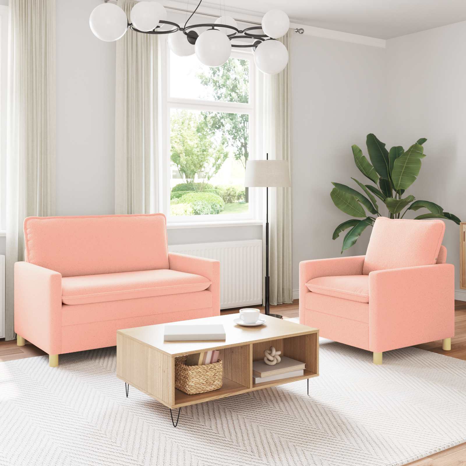 Sofa Set 2 stk. Rosa Stoff