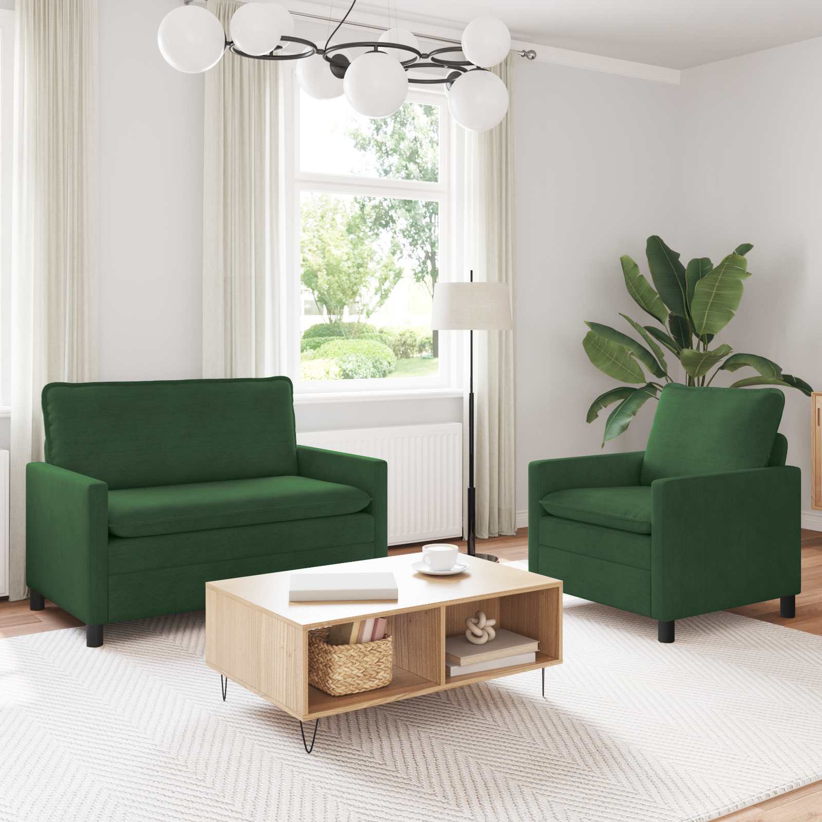 Sofa Set 2 stk. Dschungelgrün Stoff