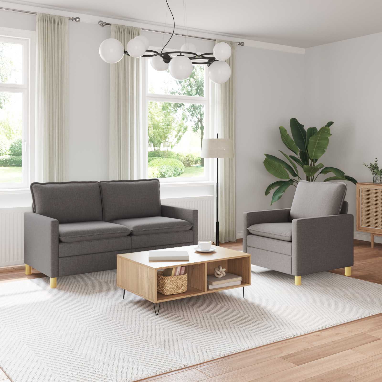 Sofa Set 2 stk. Taupe Stoff