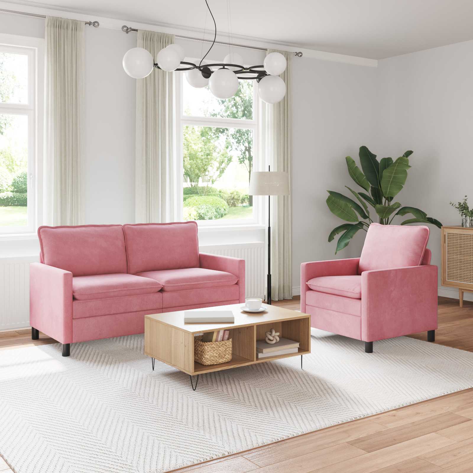 Sofa Set 2 stk. Rosa Samt