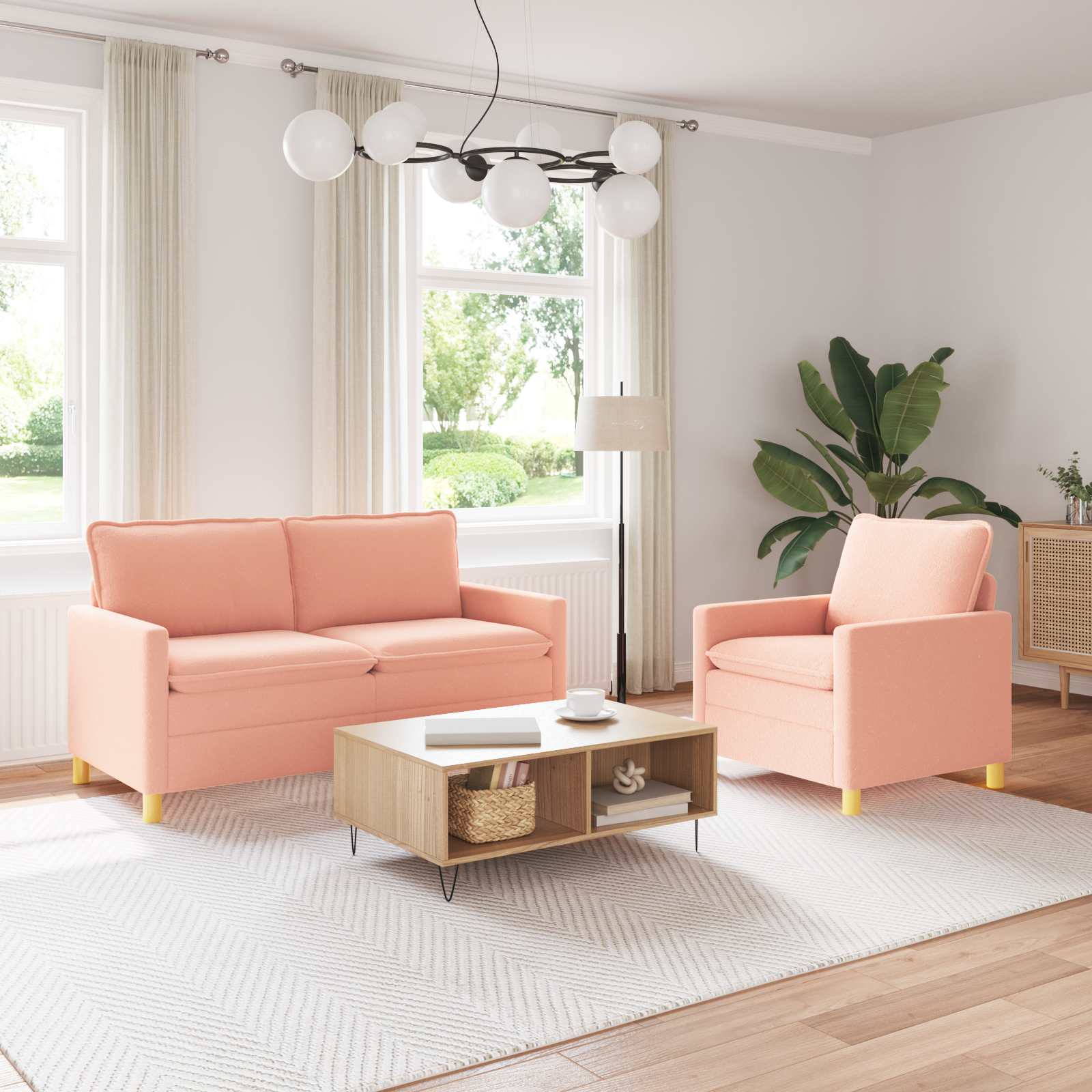 Sofa Set 2 stk. Rosa Stoff