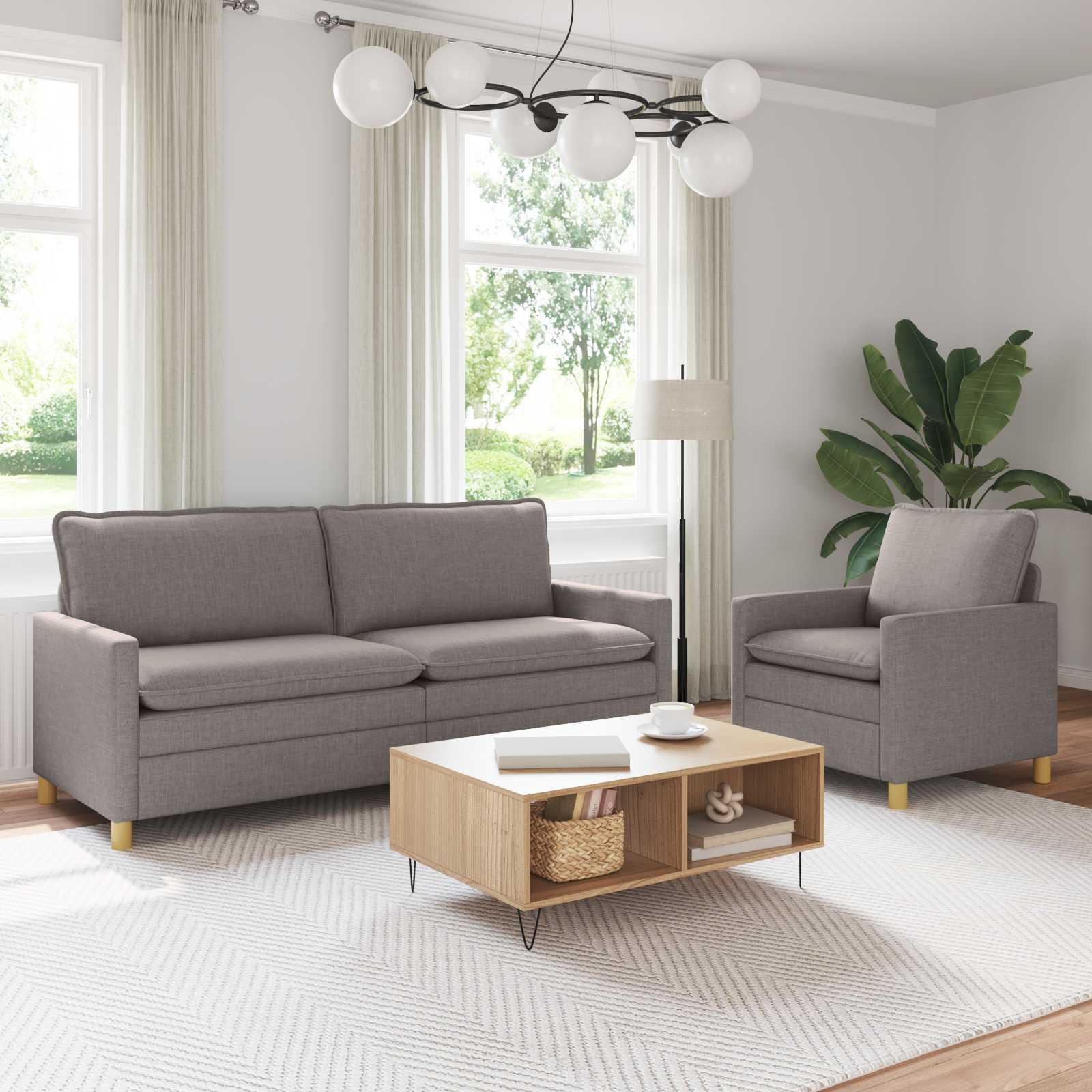 Sofa Set 2 stk. Taupe Stoff