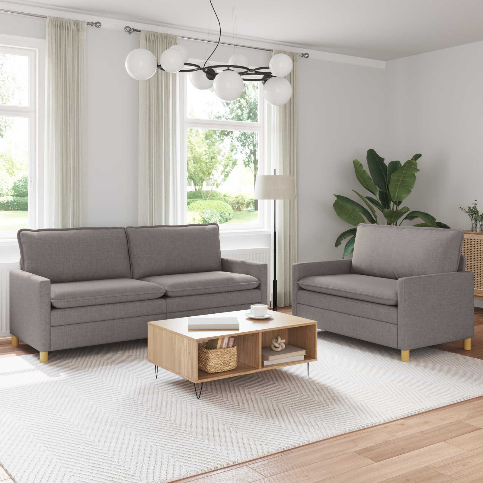 Sofa Set 2 stk. Taupe Stoff