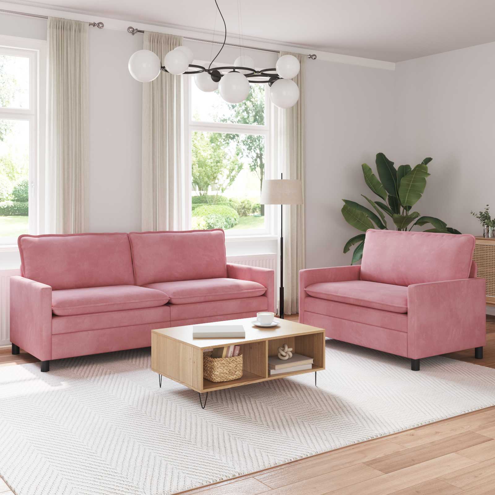 Sofa Set 2 stk. Rosa Samt
