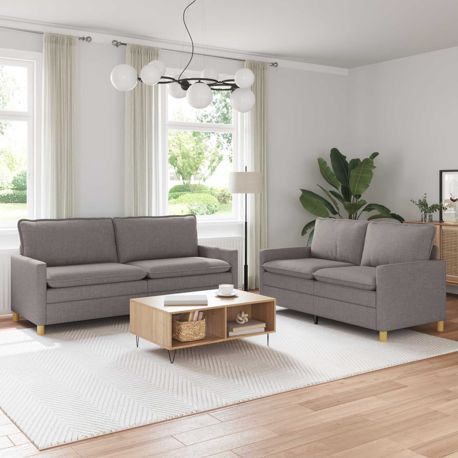Sofa Set 2 stk. Taupe Stoff