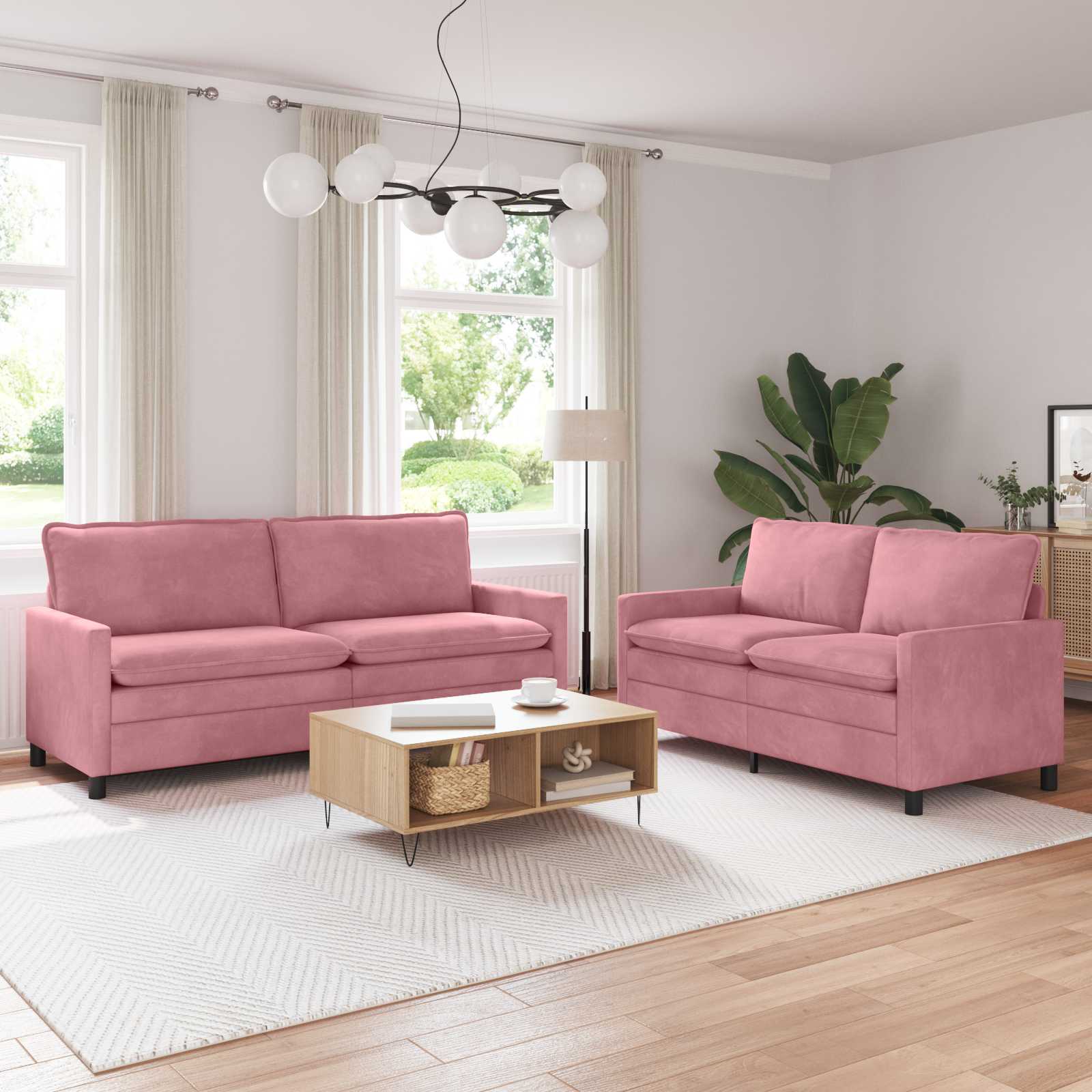 Sofa Set 2 stk. Rosa Samt