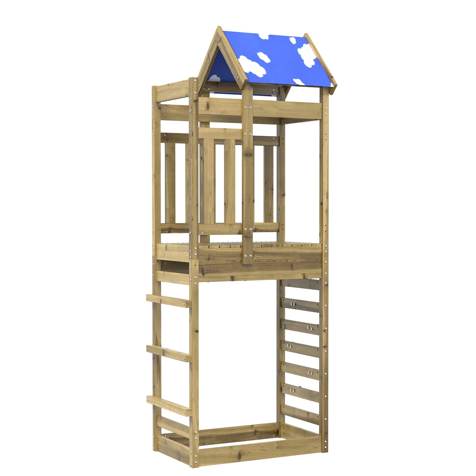 Spielturm Braun 85 x 52,5 x 239 cm Massives imprägniertes Holz