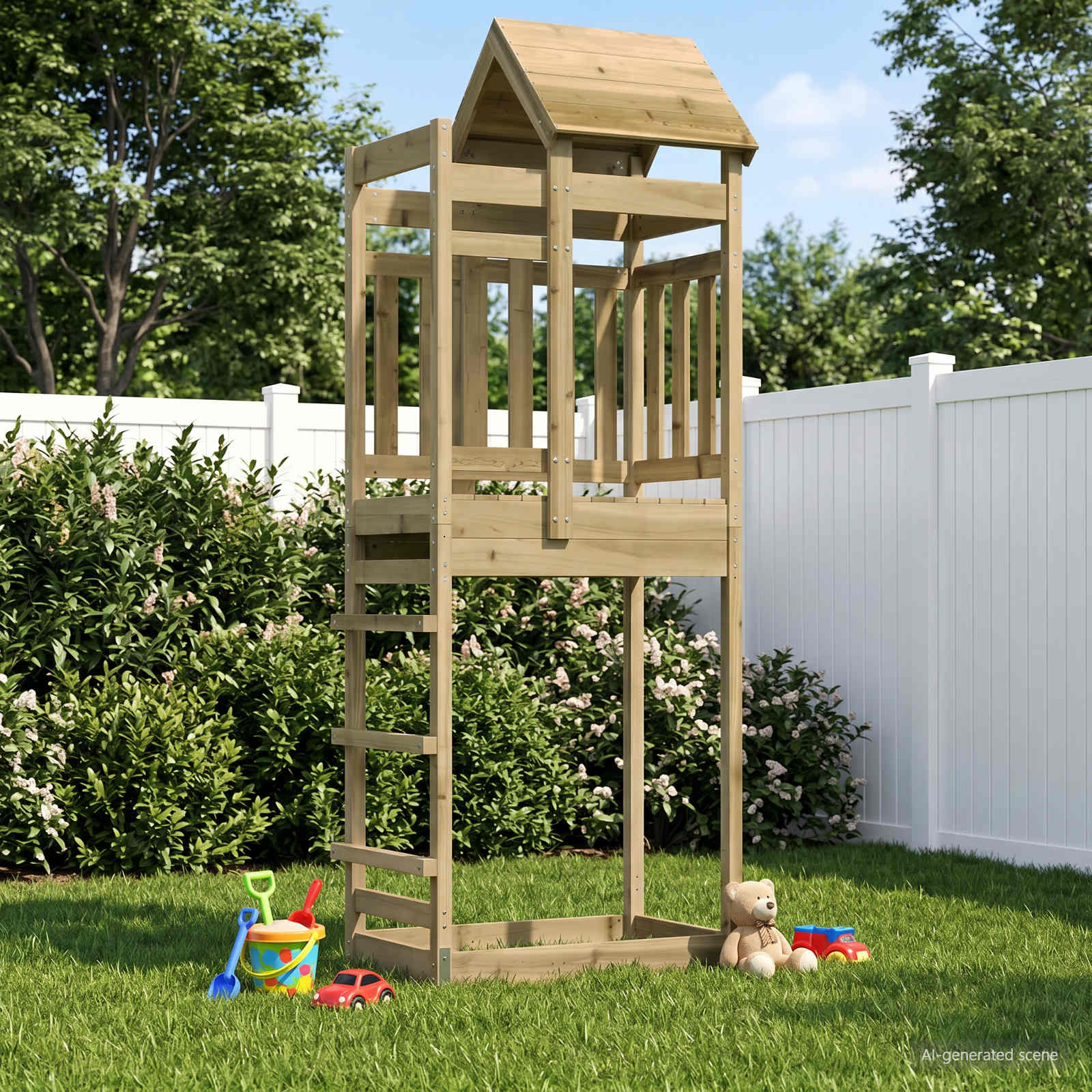 Spielturm Braun Massives imprägniertes Holz