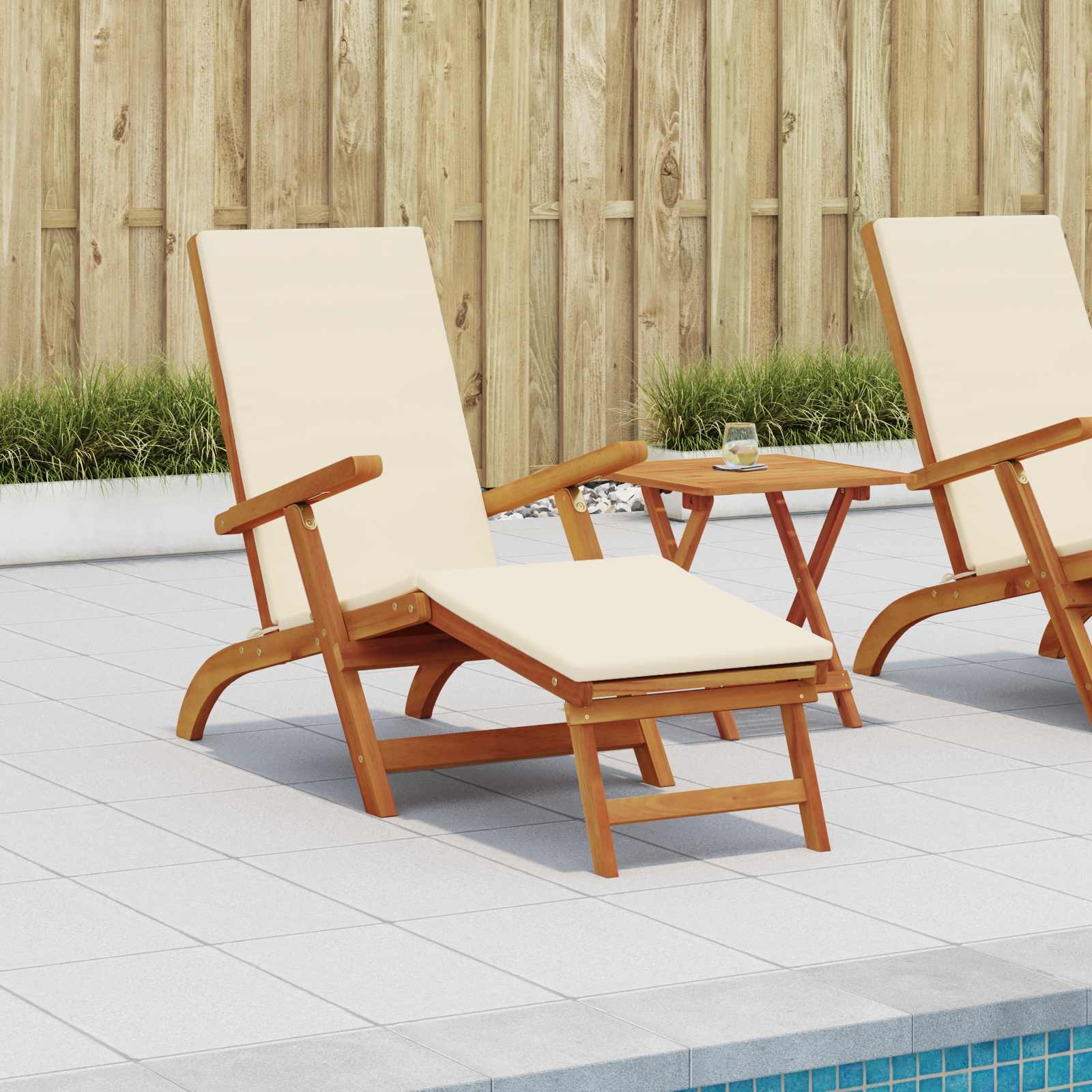 Reclining and Folding Sunlounger 2 stk. Massivholz Akazie