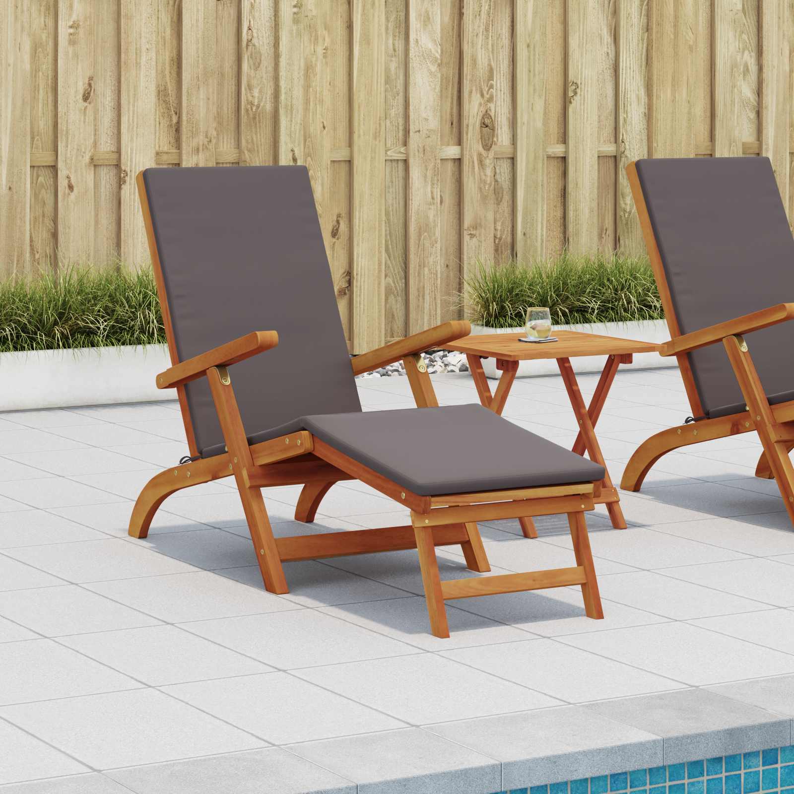 Reclining and Folding Sunlounger 2 stk. Massivholz Akazie