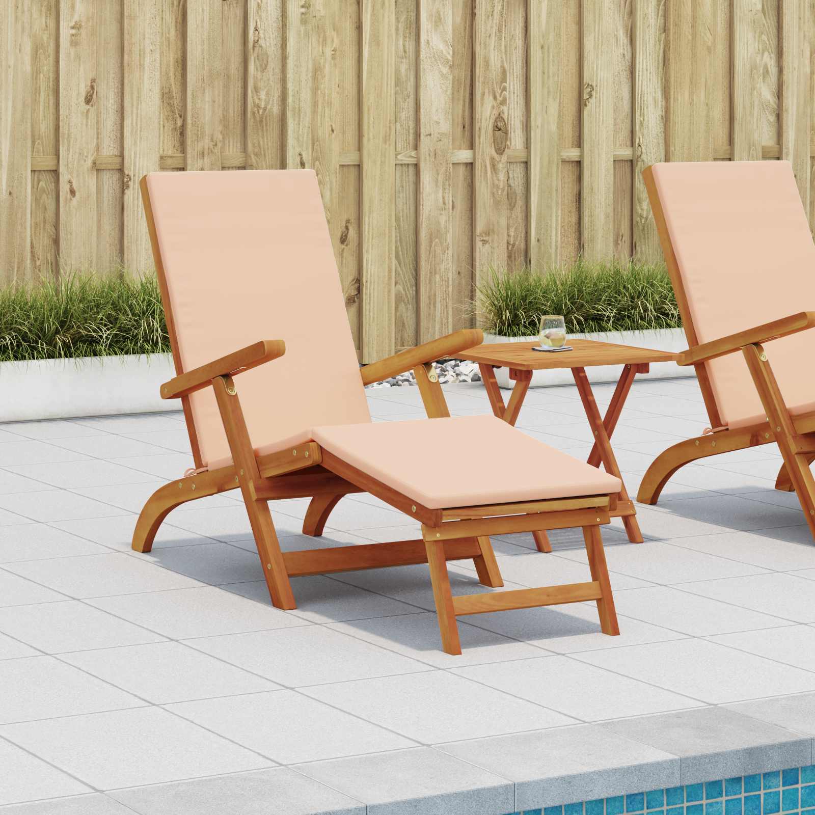 Reclining and Folding Sunlounger 2 stk. Massivholz Akazie Beige