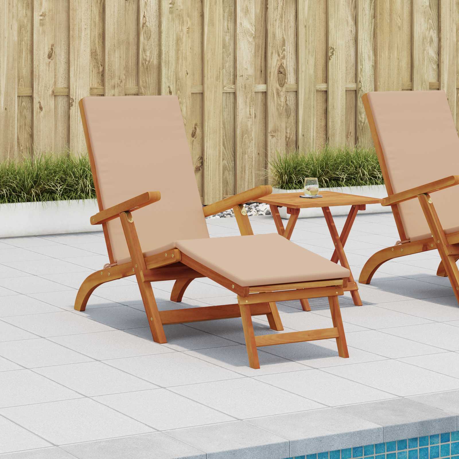 Reclining and Folding Sunlounger 2 stk. Massivholz Akazie Taupe