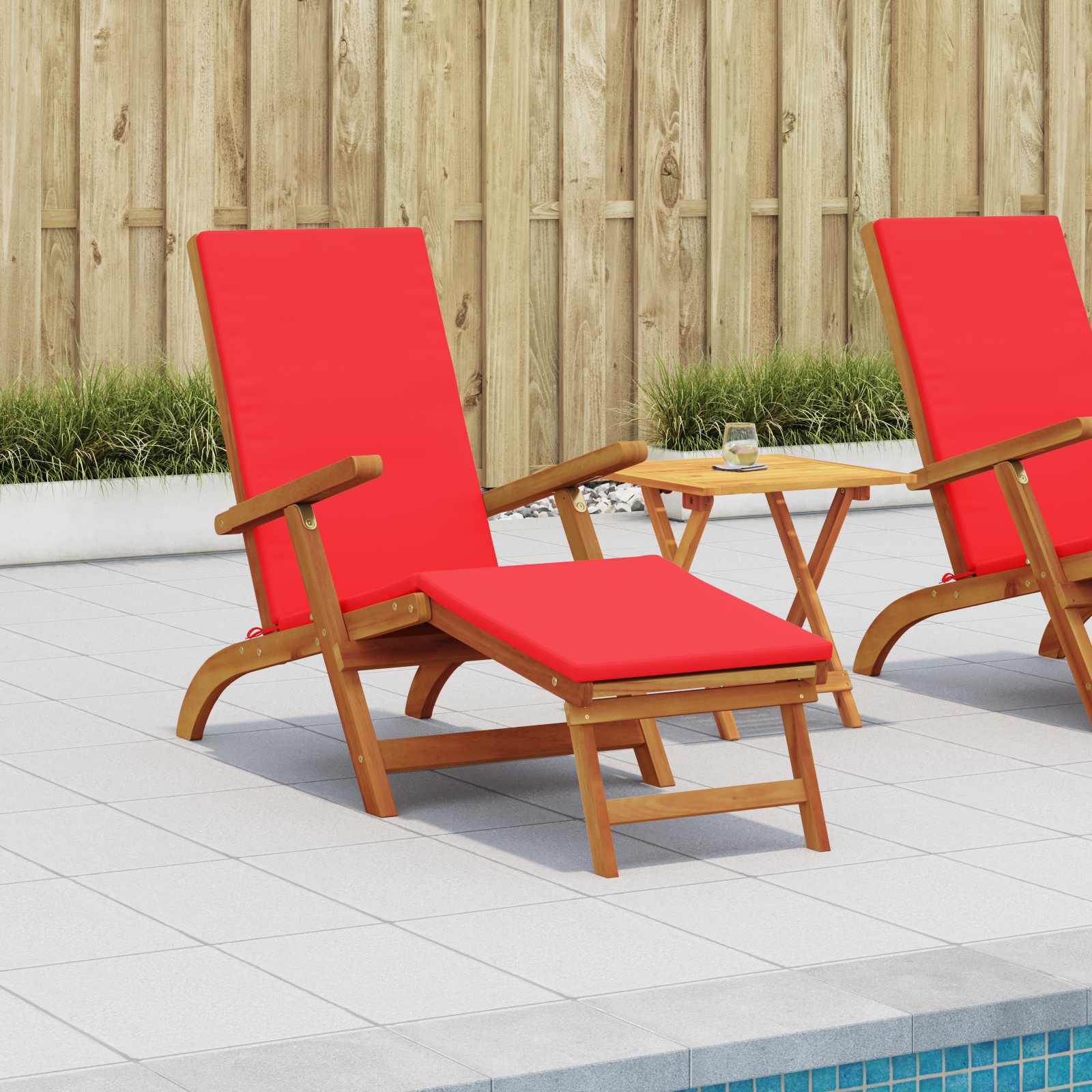 Reclining and Folding Sunlounger 2 stk. Massivholz Akazie Rot