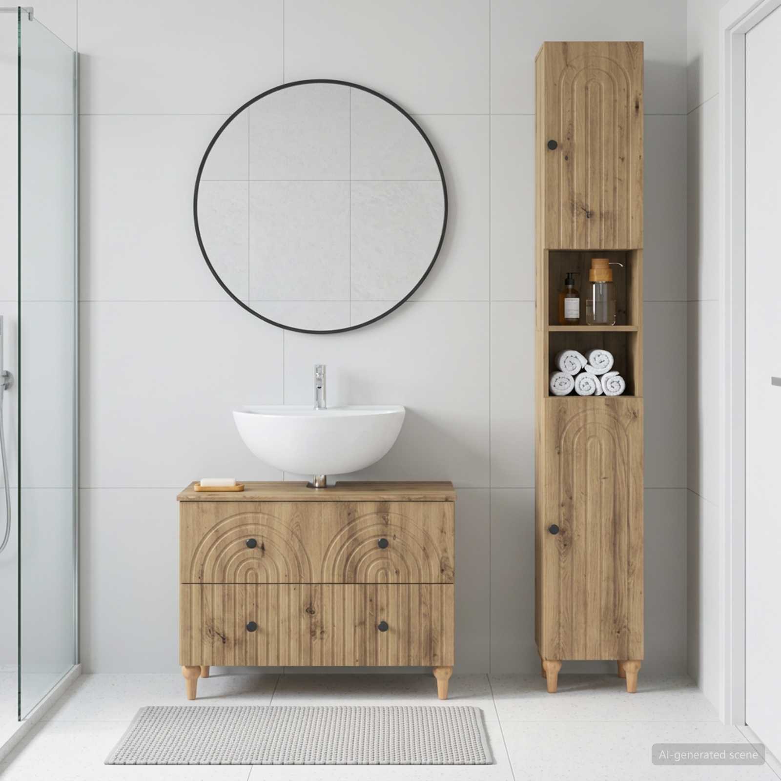 2-teiliges Badezimmer Schrank Set ALKMAAR Artisan-Eiche