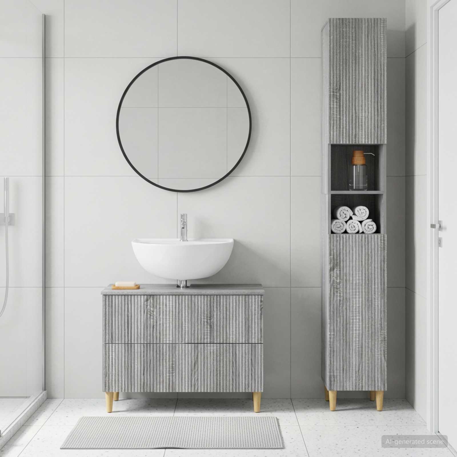 2-teiliges Badezimmer Schrank Set ARNHEM Sonoma-Grau
