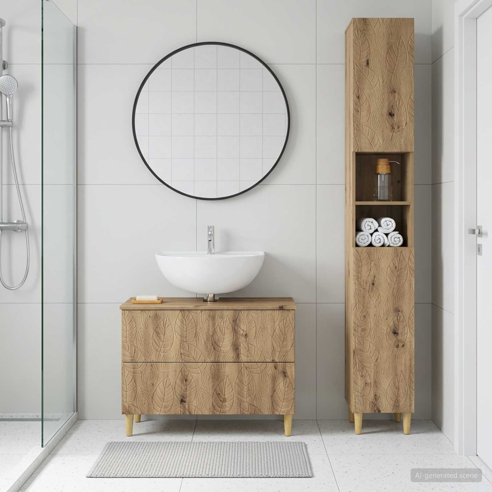2-teiliges Badezimmer Schrank Set DELFT Artisan-Eiche