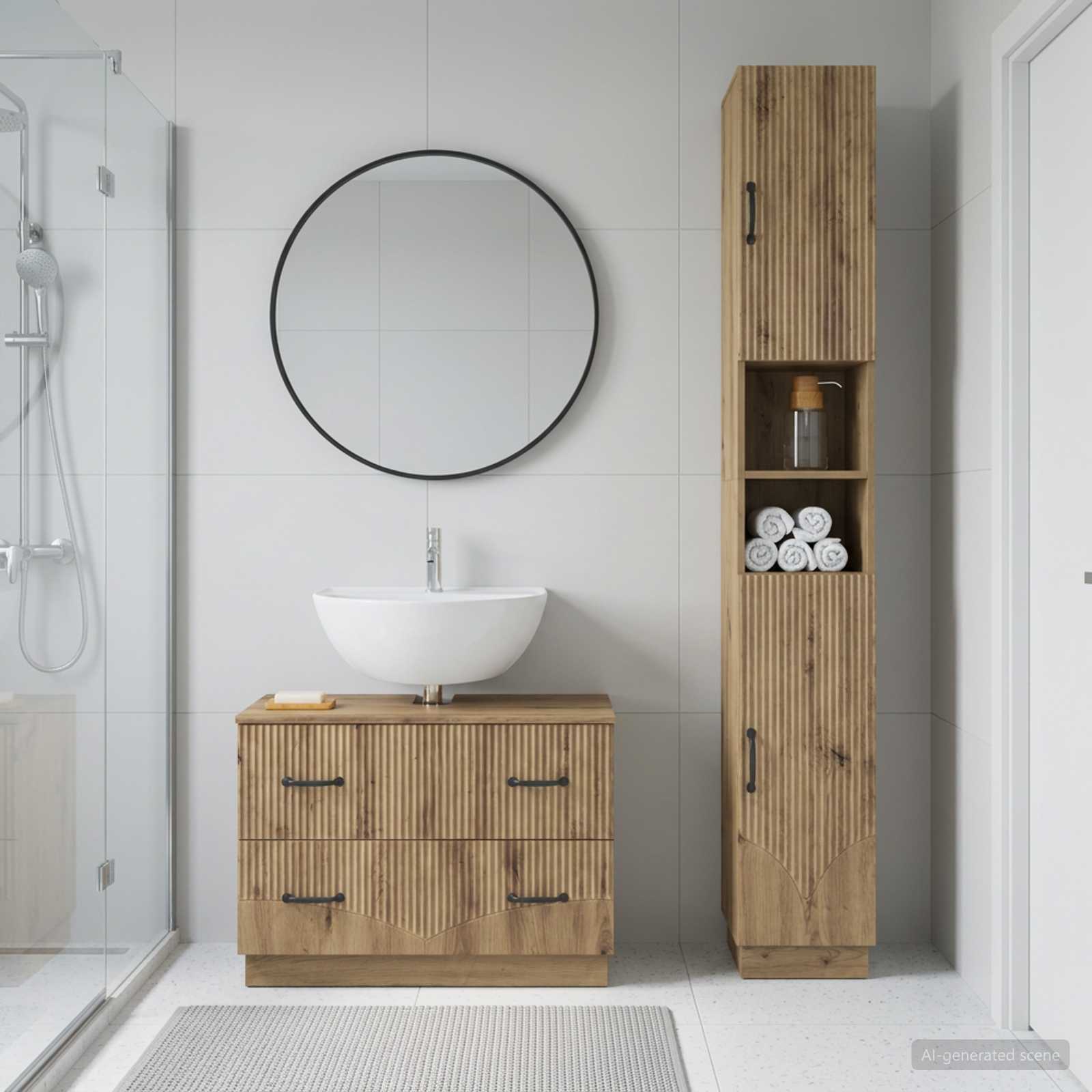 2-teiliges Badezimmer Schrank Set HOORN Artisan-Eiche