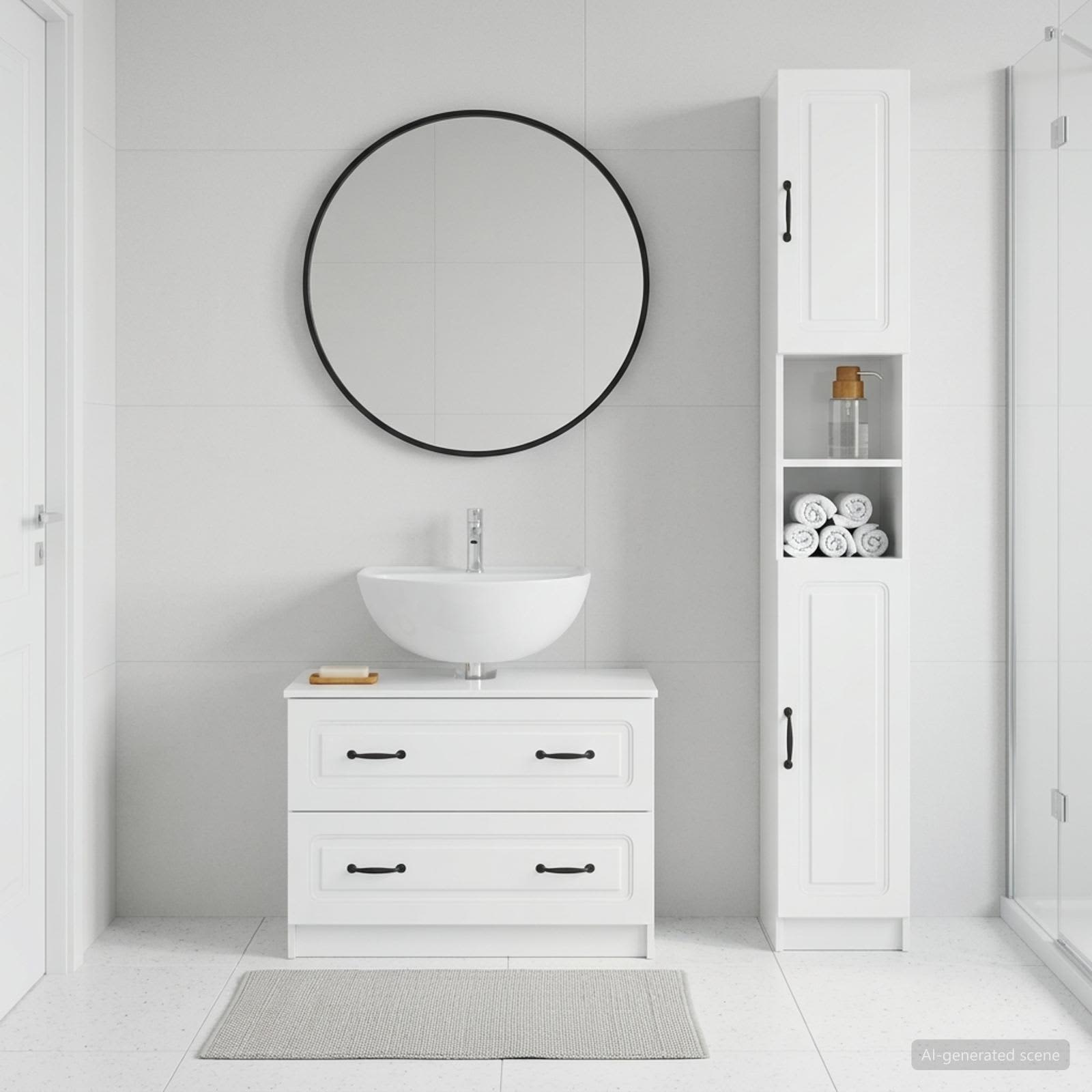 2-teiliges Badezimmer Schrank Set UTRECHT Hochglanz Weiß