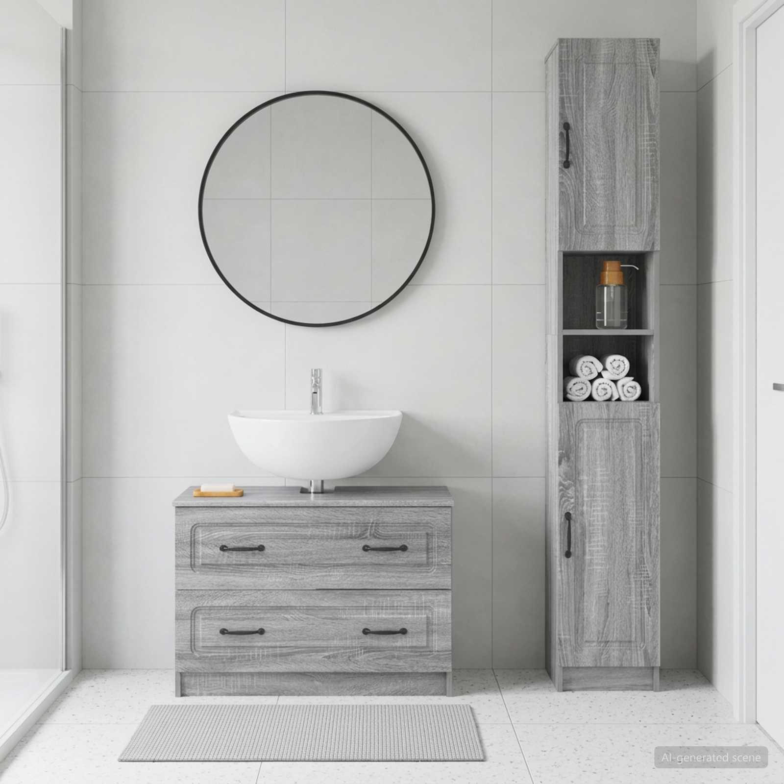 2-teiliges Badezimmer Schrank Set UTRECHT Sonoma-Grau