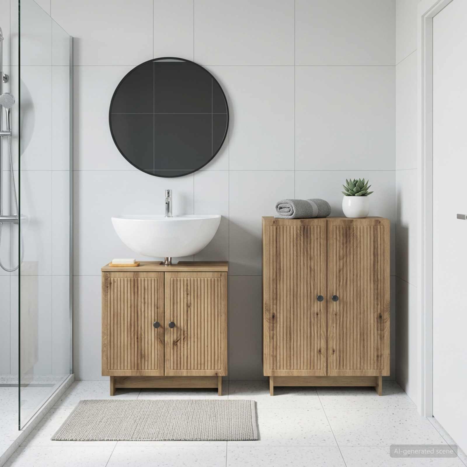 2-teiliges Badezimmer Schrank Set EDE Artisan-Eiche