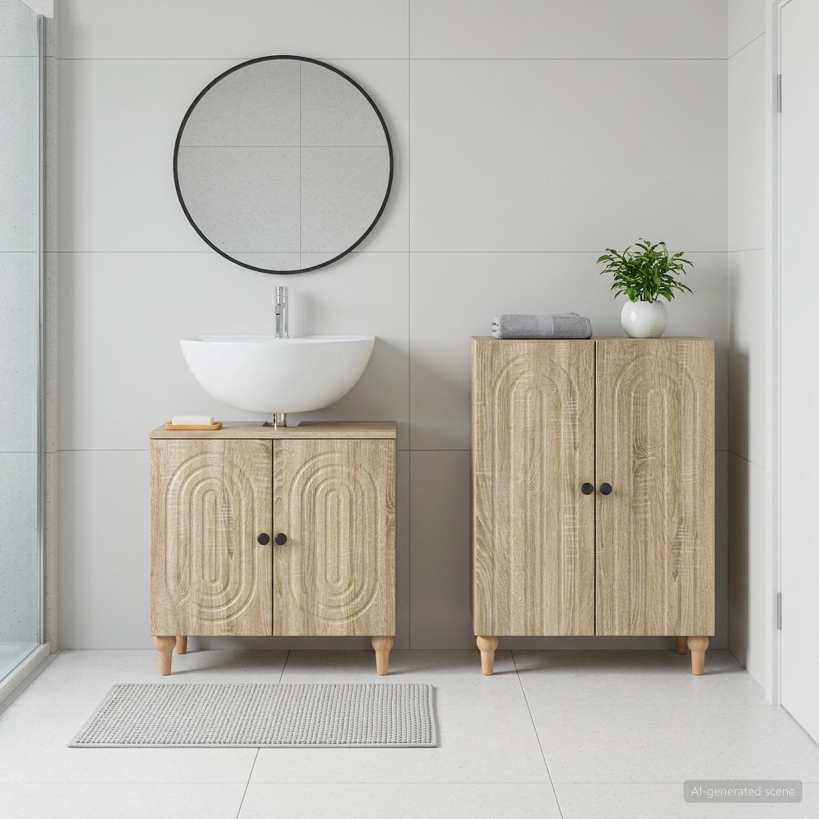 2-teiliges Badezimmer Schrank Set ALKMAAR Sonoma-Eiche