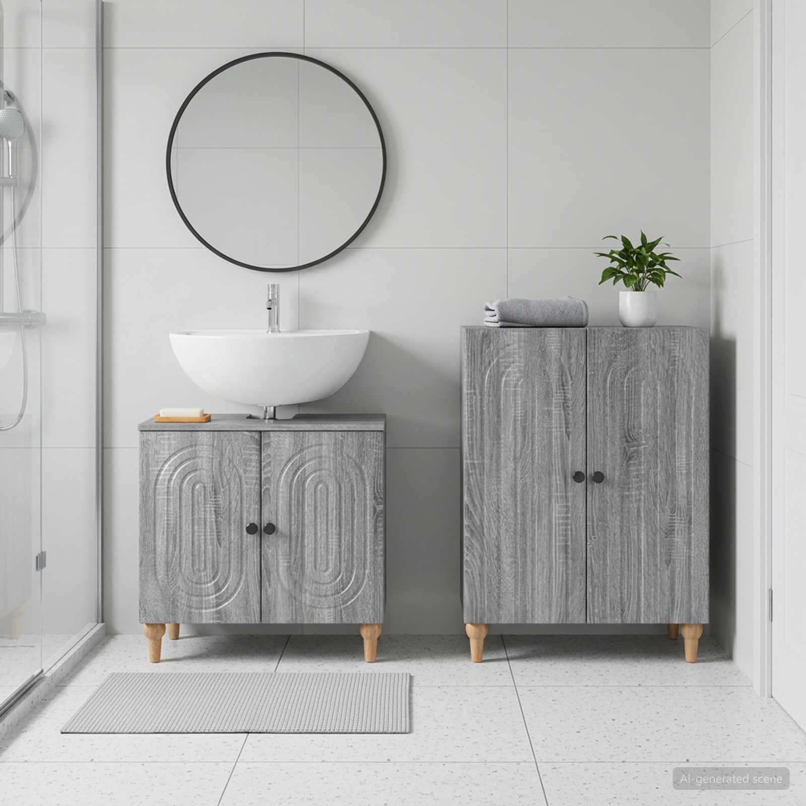 2-teiliges Badezimmer Schrank Set ALKMAAR Sonoma-Grau