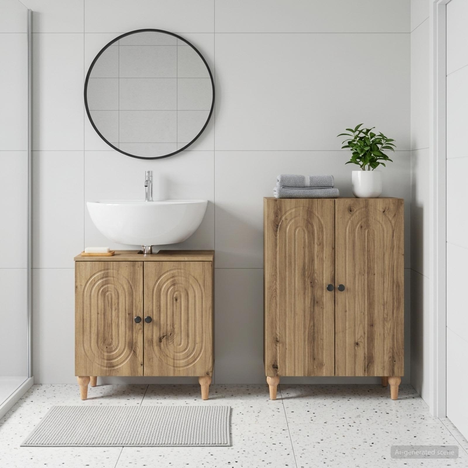 2-teiliges Badezimmer Schrank Set ALKMAAR Artisan-Eiche