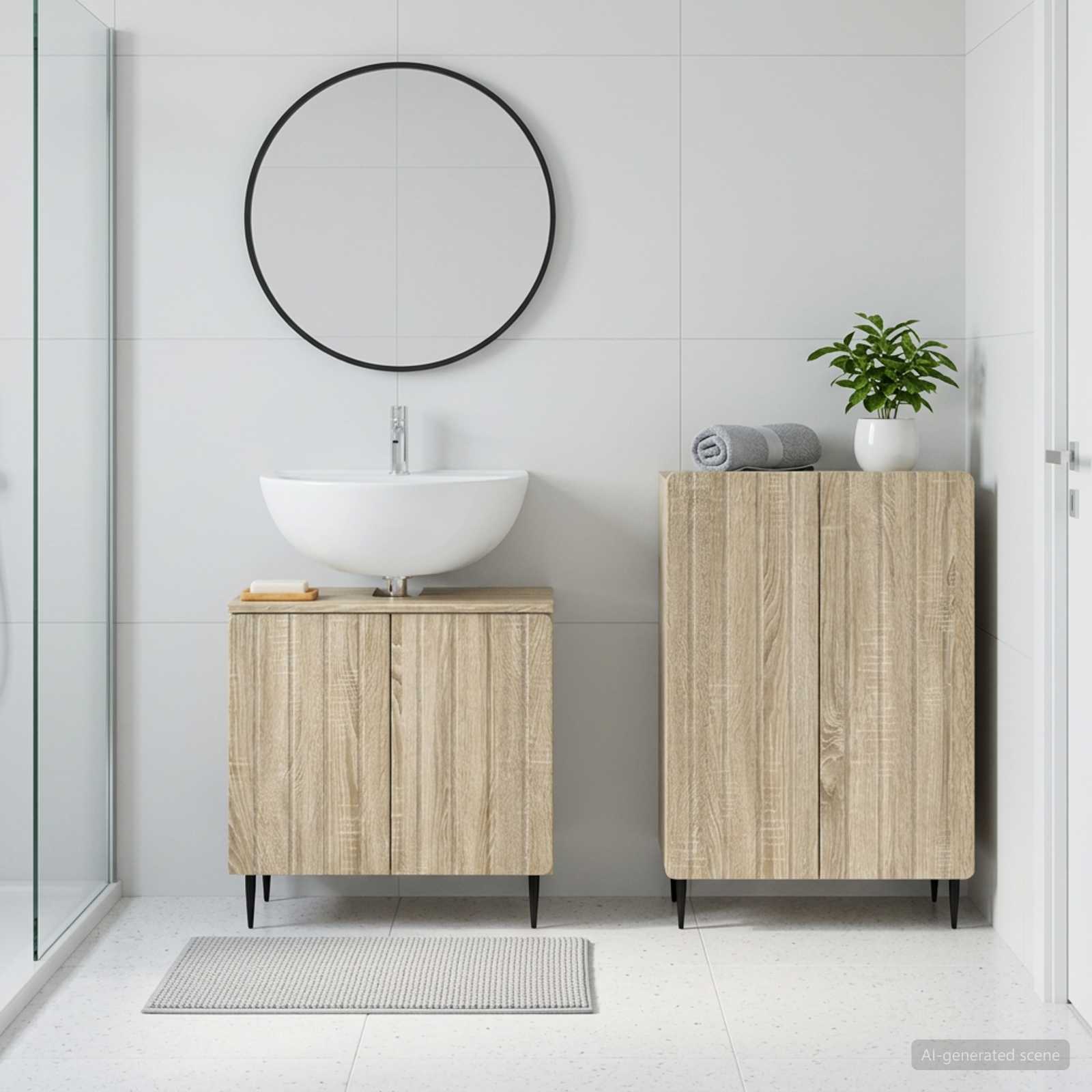 2-teiliges Badezimmer Schrank Set ZWOLLE Sonoma-Eiche