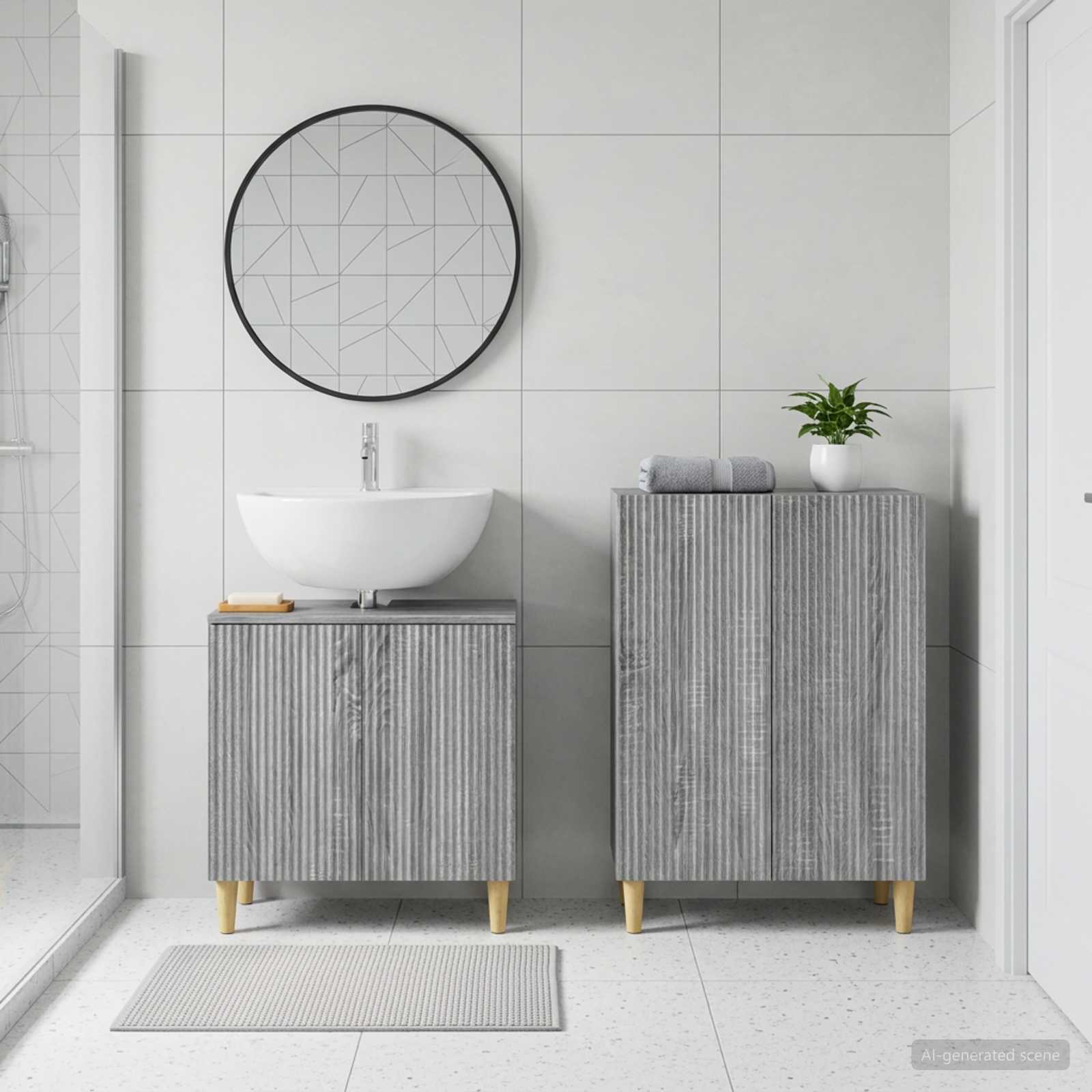 2-teiliges Badezimmer Schrank Set ARNHEM Sonoma-Grau